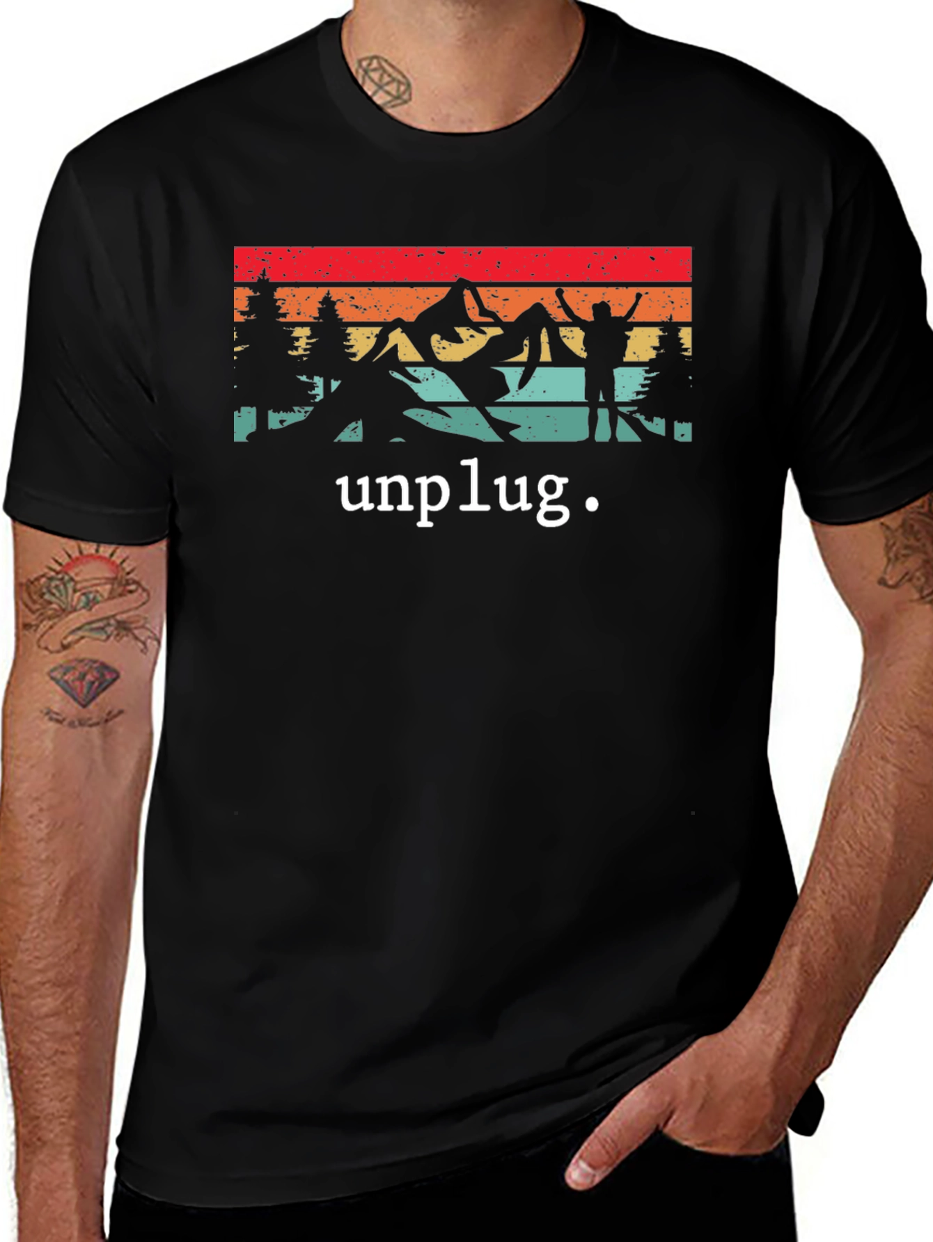 Unplug Retro Graphic T-Shirt - Nature Adventure Tee