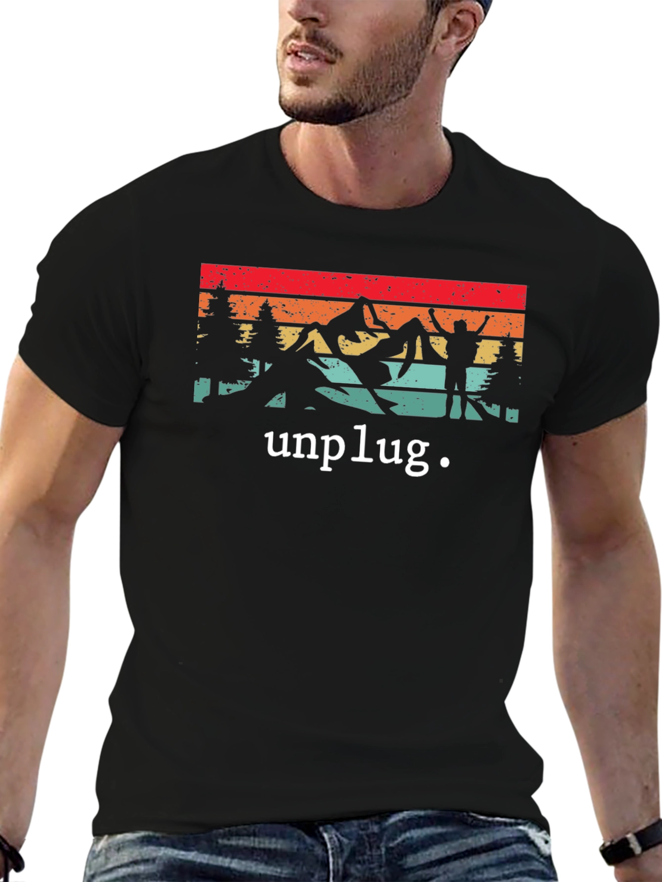 Unplug Retro Graphic T-Shirt - Nature Adventure Tee