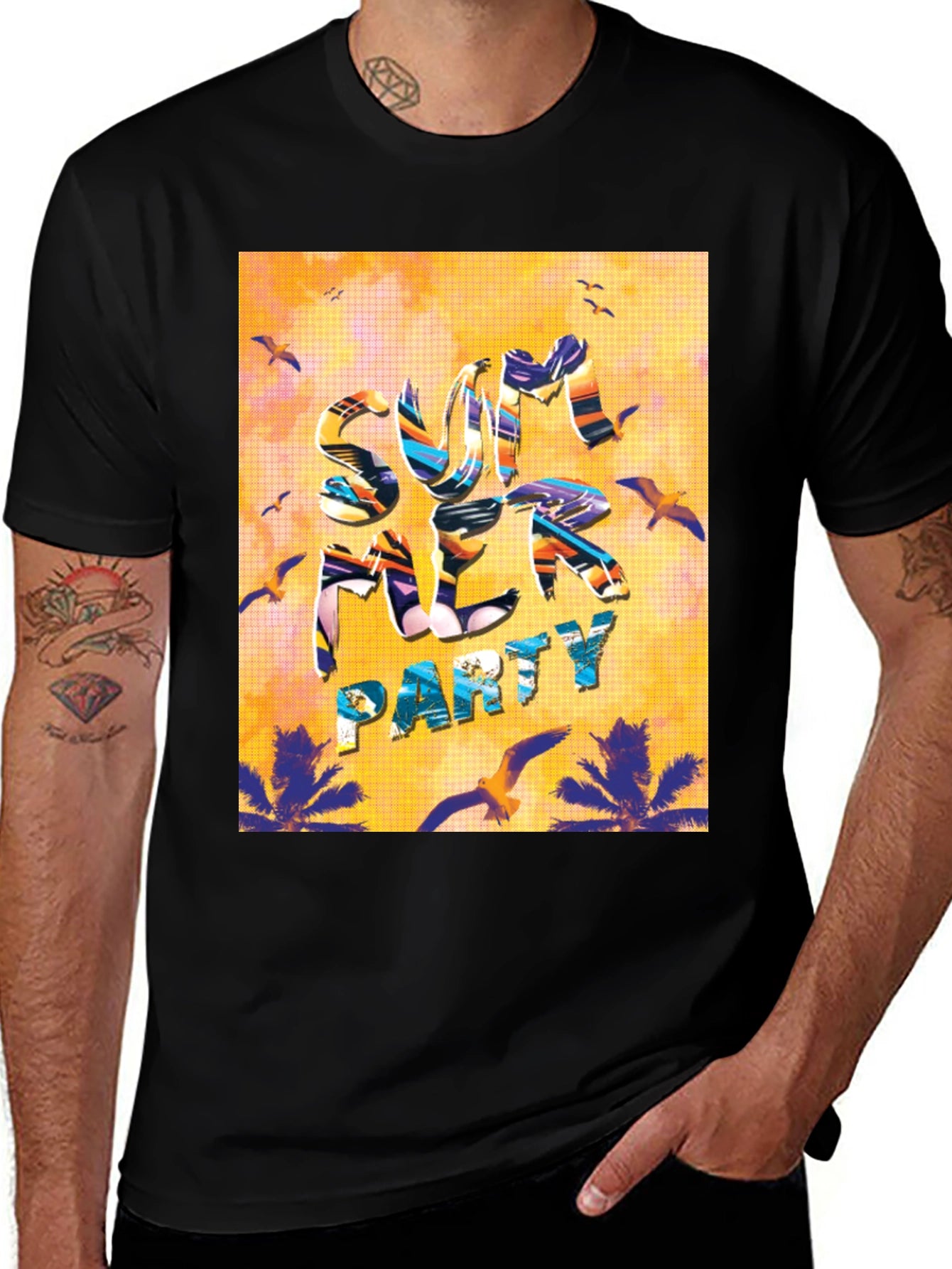 Summer Party Graphic T-Shirt - Tropical Vibes