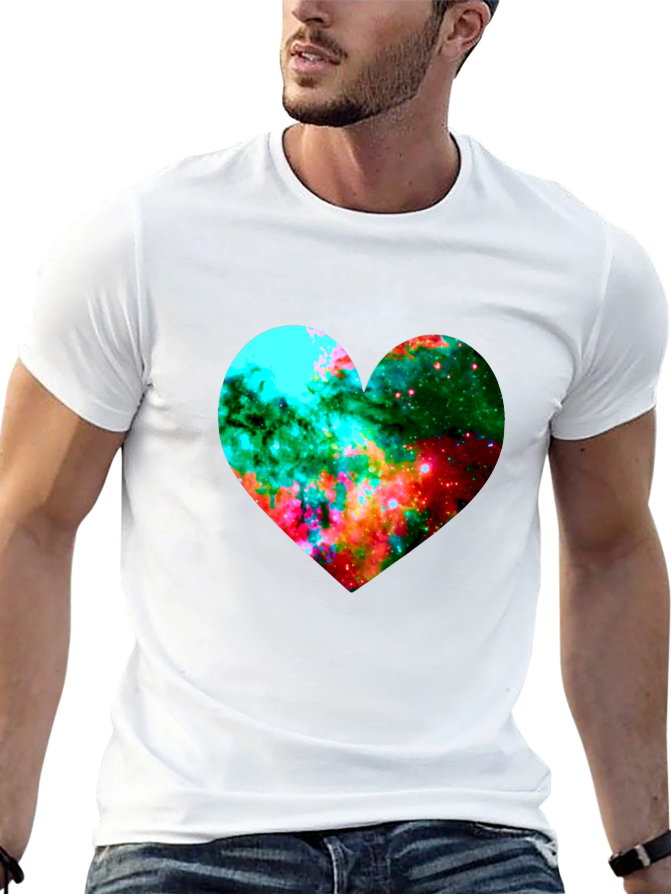 Galaxy Heart Graphic Black T-Shirt