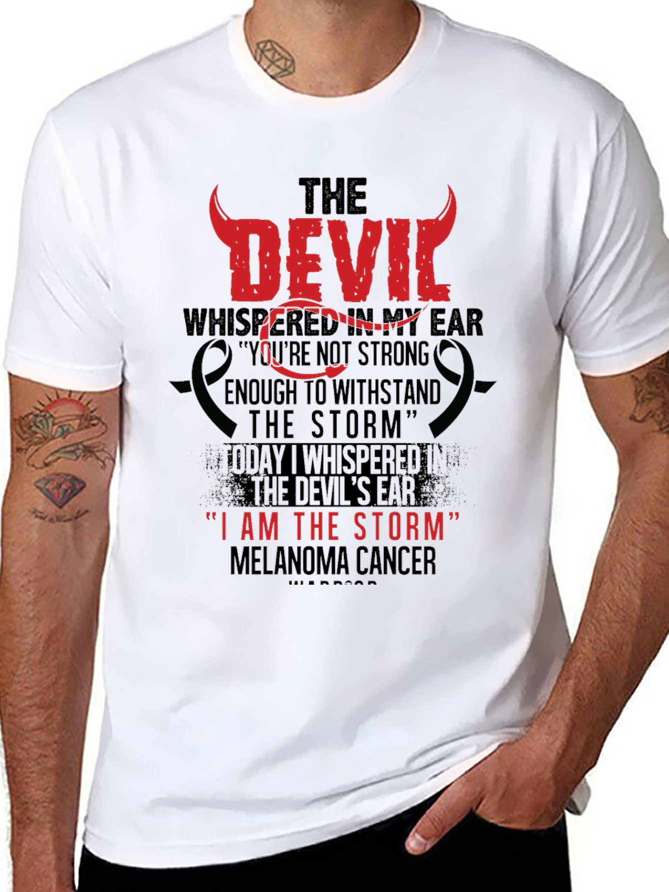The Devil Whispered Melenoma Awareness T-Shirt