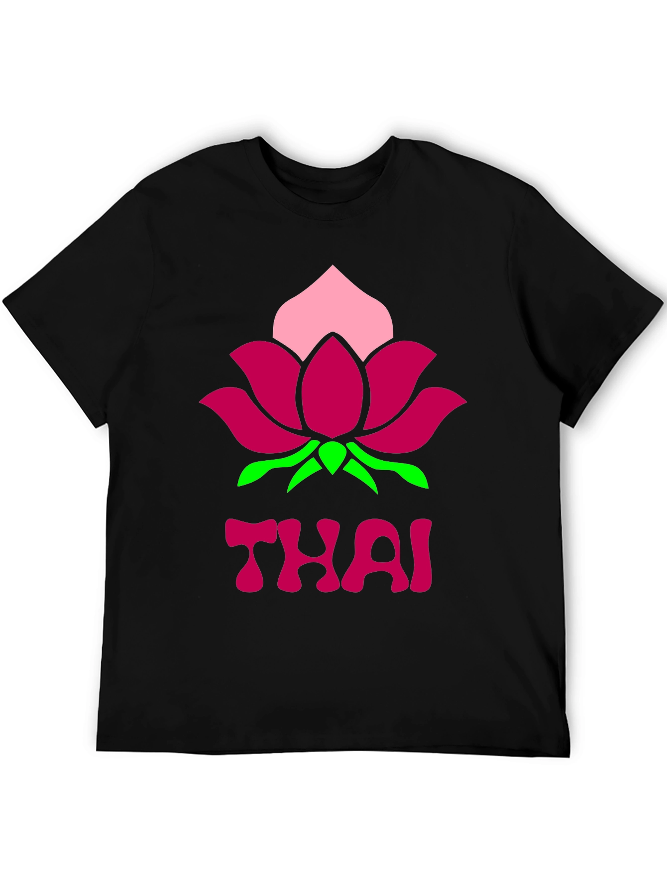 Thai Lotus Graphic T-Shirt - Black