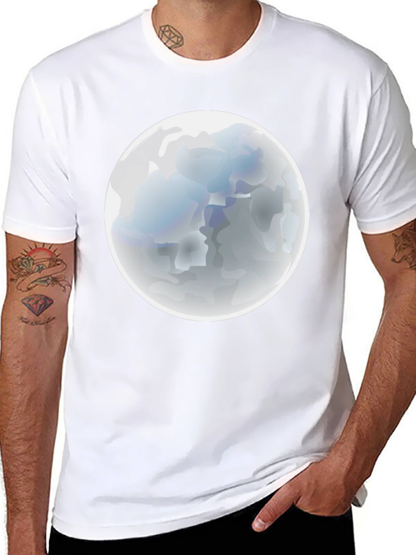 Moon Graphic Black T-Shirt - Mens Casual Tee