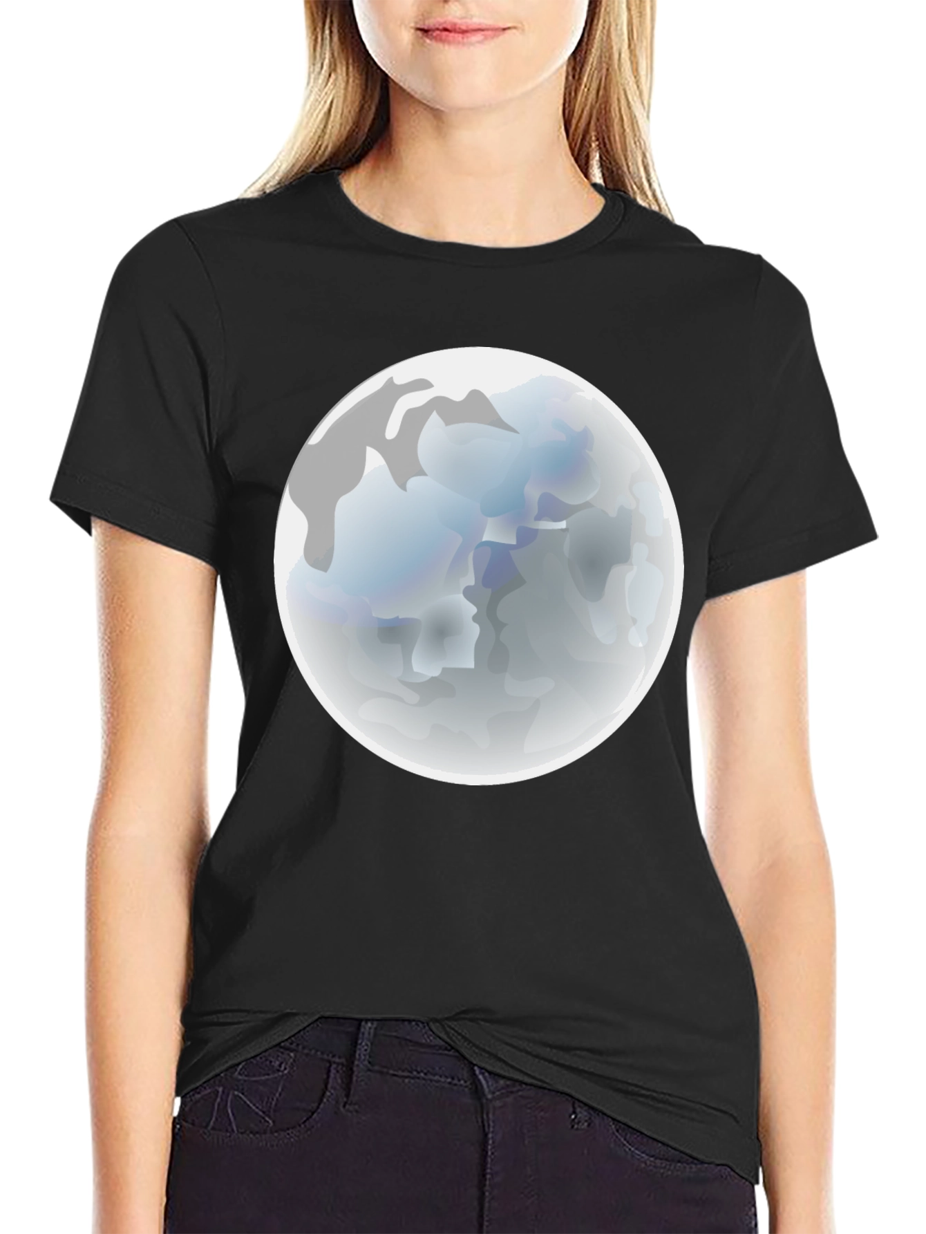 Moon Graphic Black T-Shirt - Mens Casual Tee