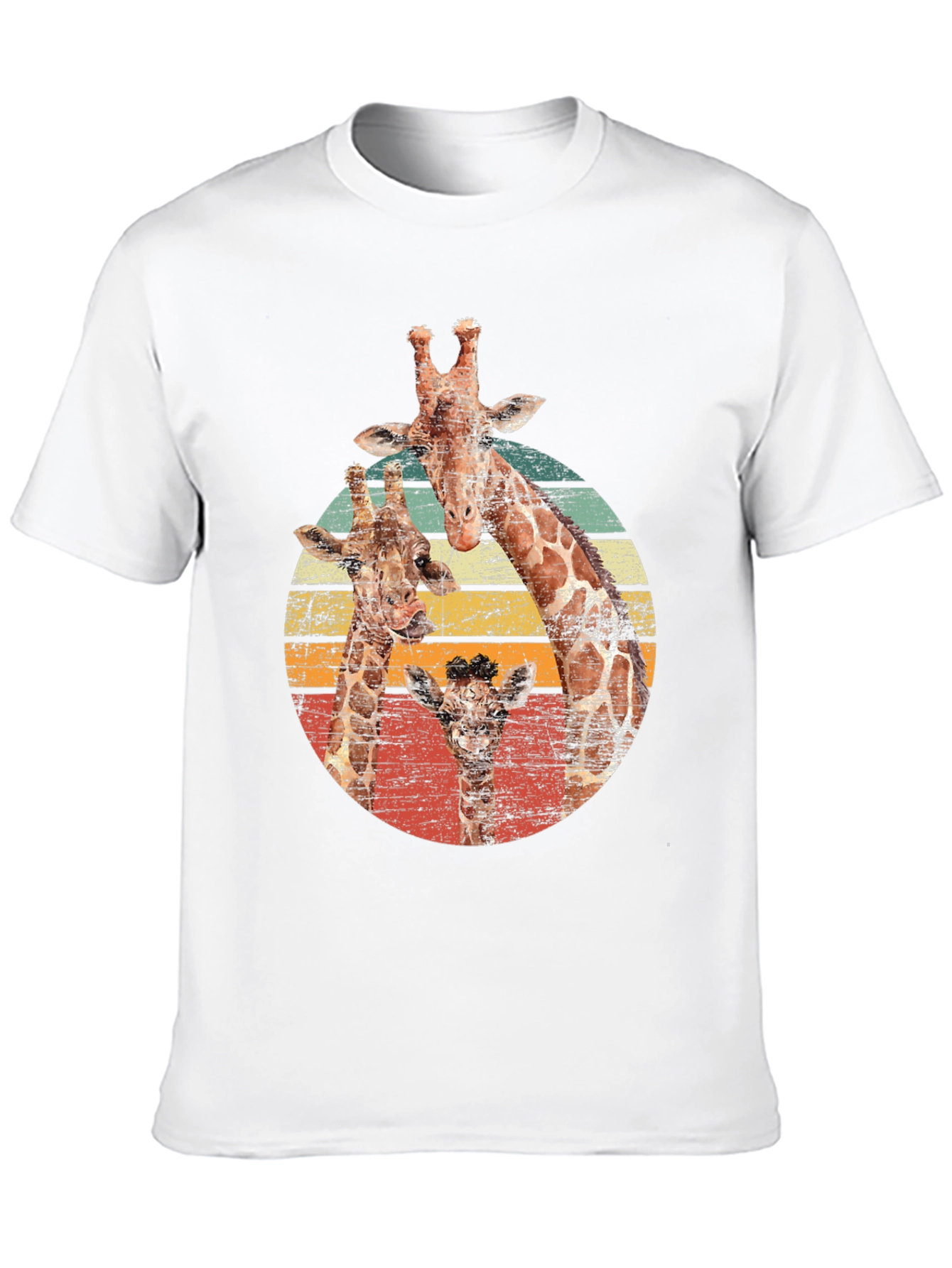 Giraffe Family Retro T-Shirt - Cool Animal Lover Tee
