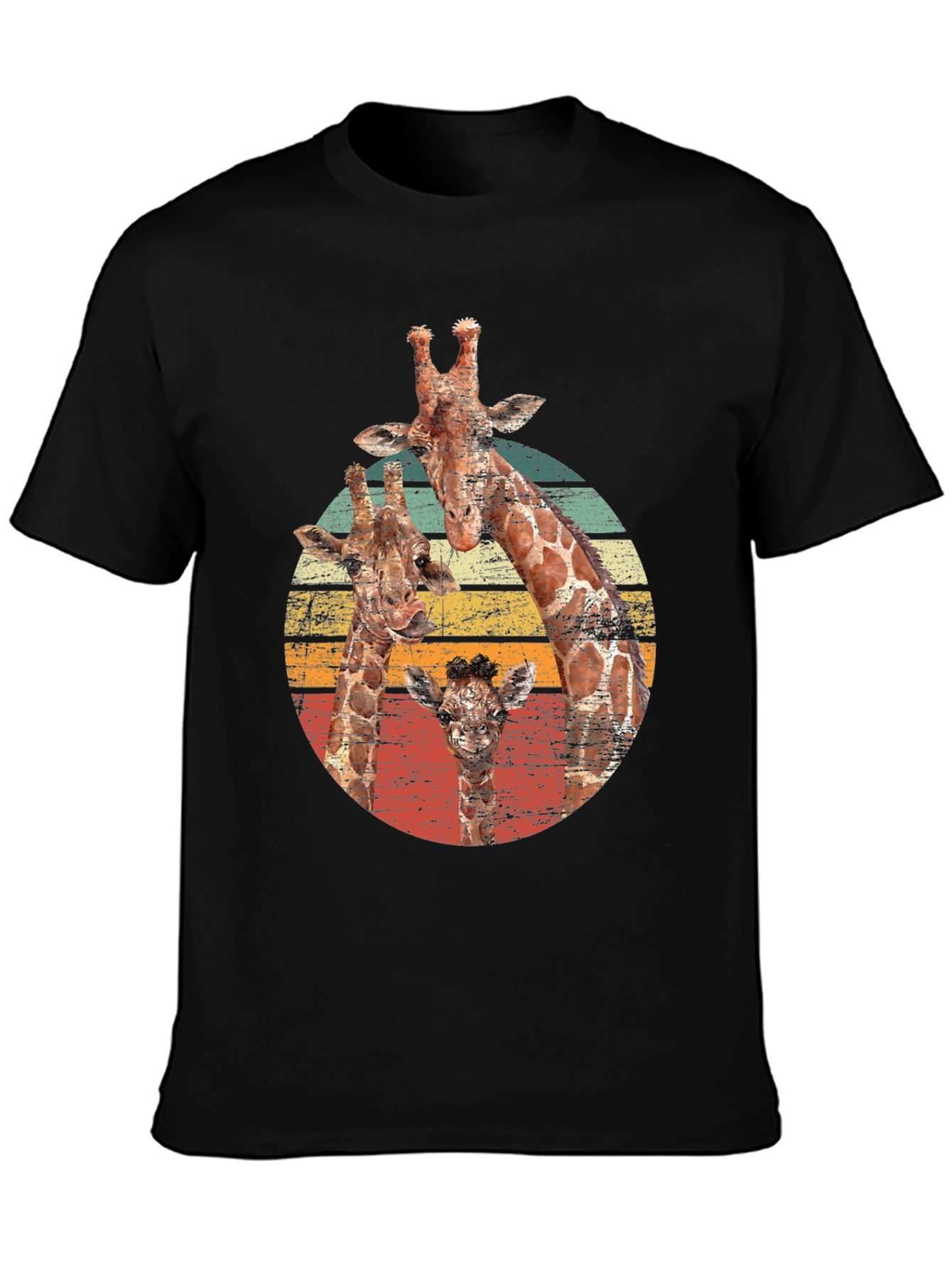 Giraffe Family Retro T-Shirt - Cool Animal Lover Tee
