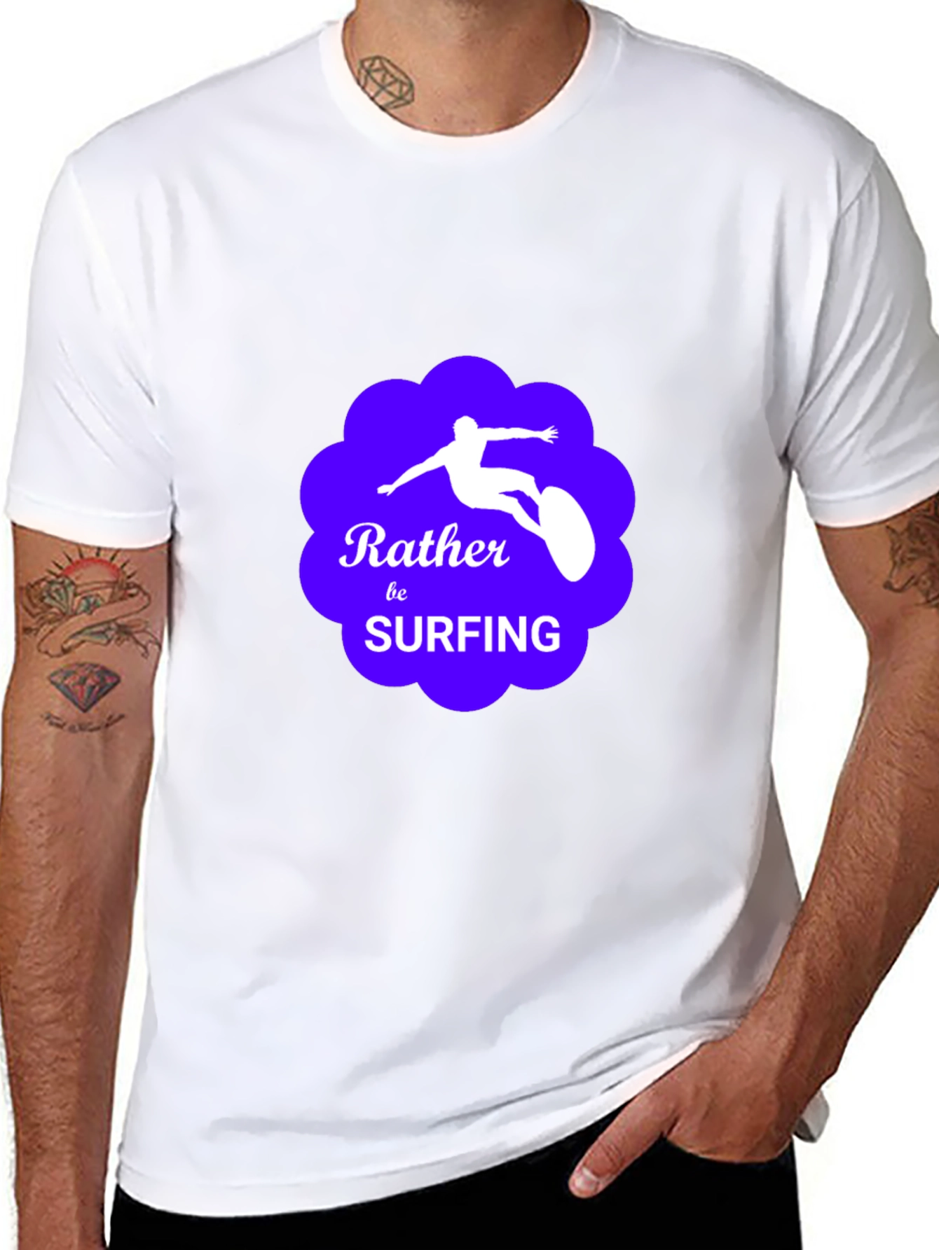 Rather Be Surfing Graphic Tee - Black Cotton T-Shirt