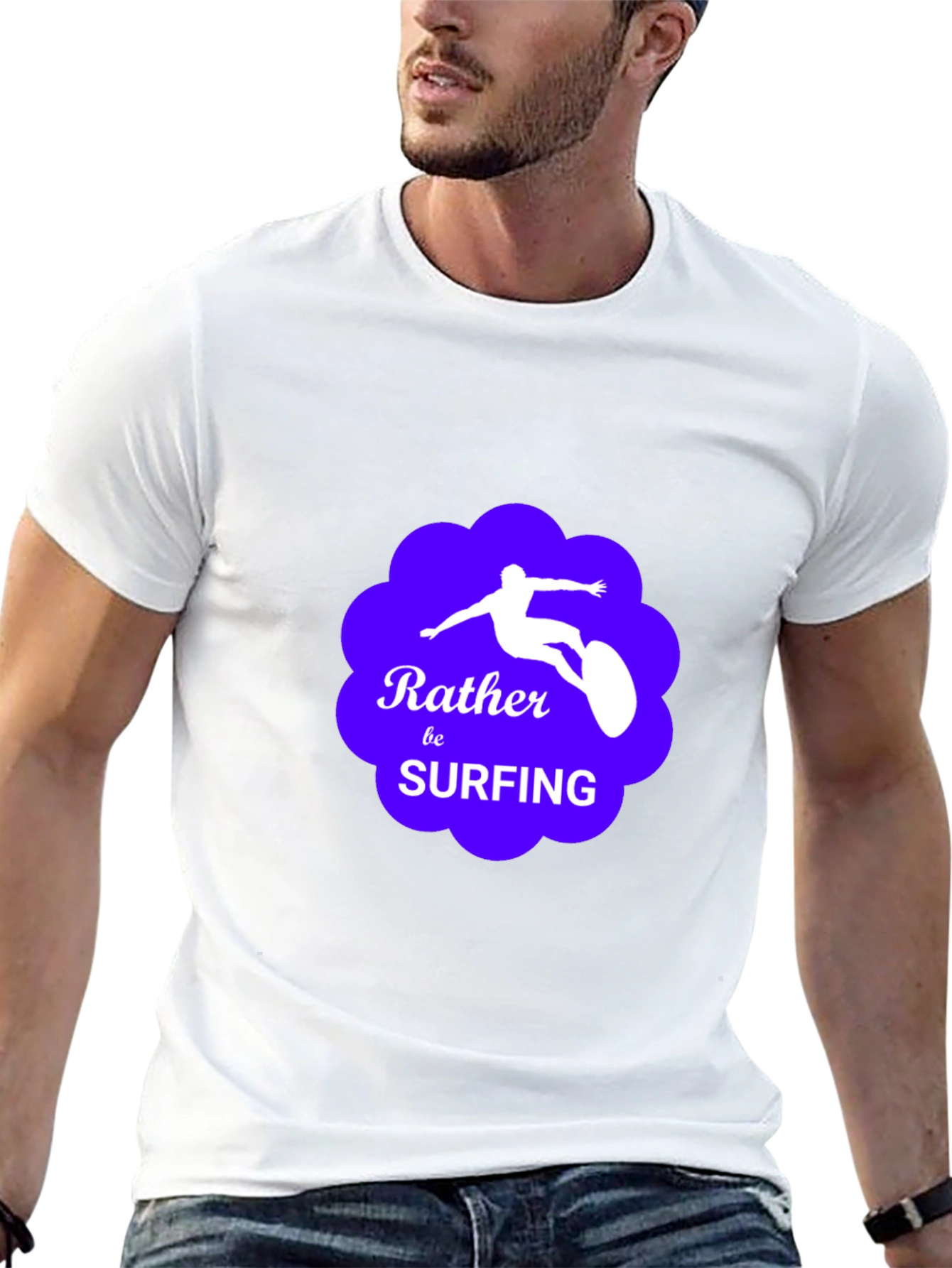 Rather Be Surfing Graphic Tee - Black Cotton T-Shirt