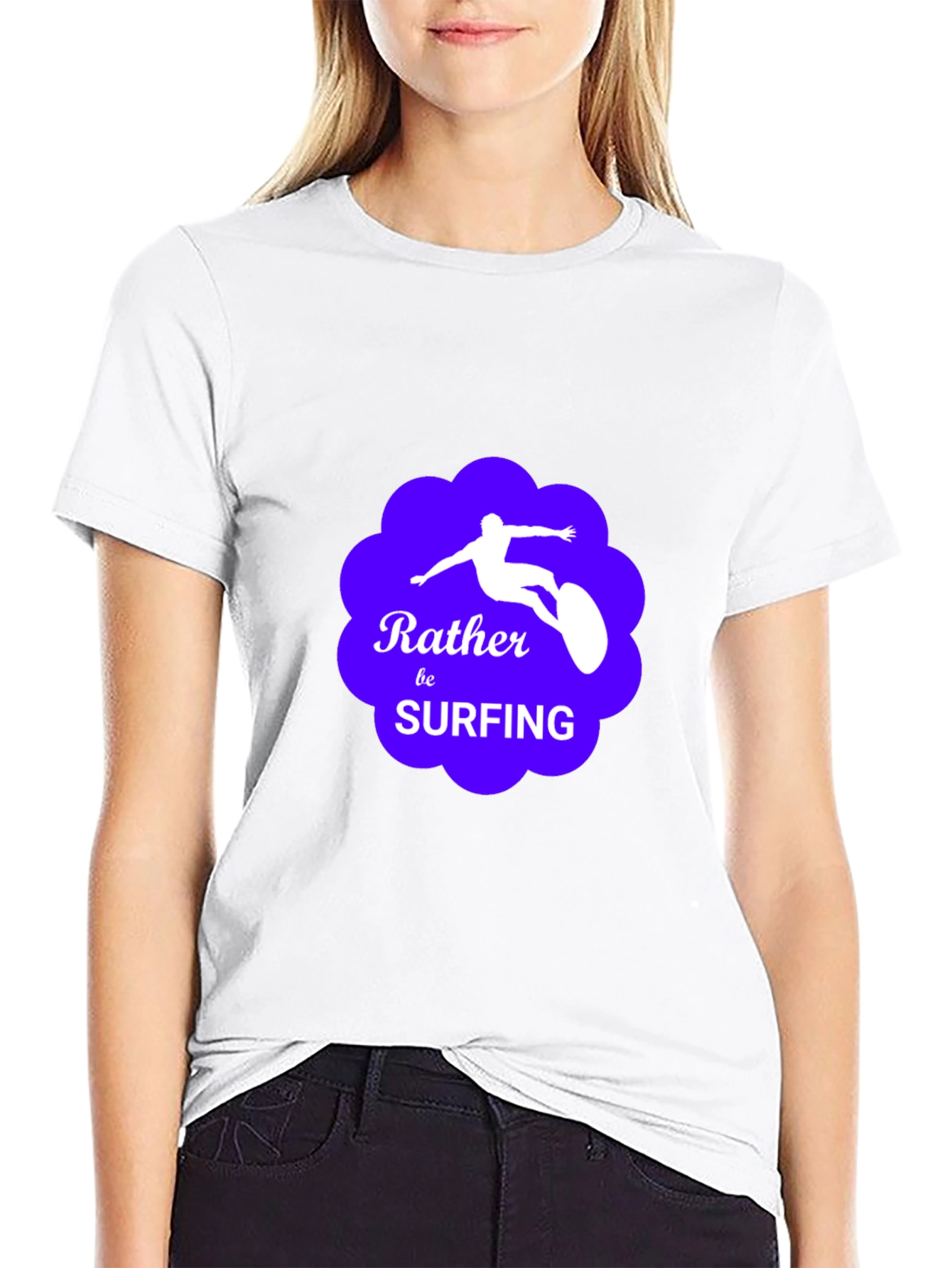Rather Be Surfing Graphic Tee - Black Cotton T-Shirt