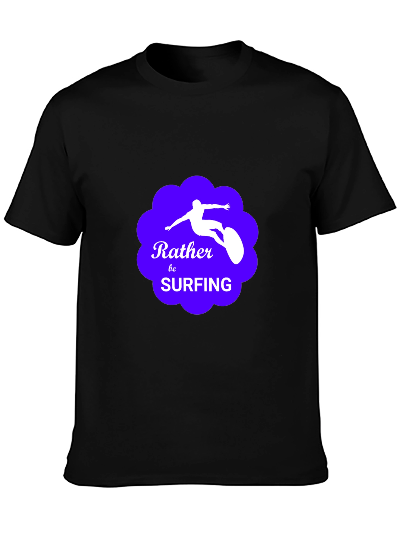 Rather Be Surfing Graphic Tee - Black Cotton T-Shirt