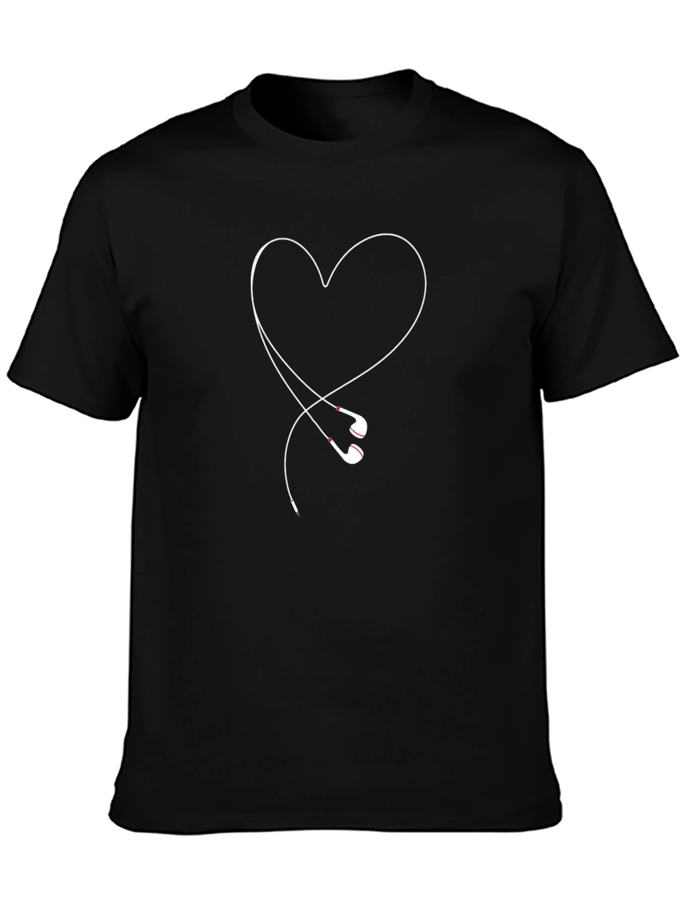 Heart Headphones Graphic Tee - Stylish Black Shirt