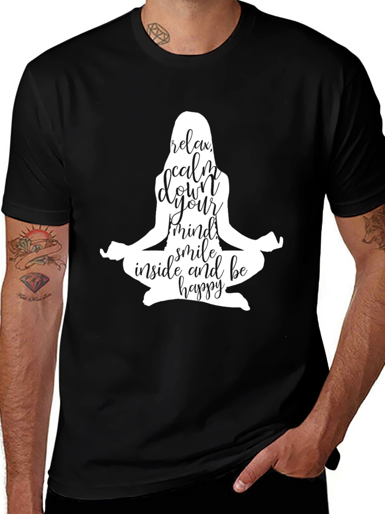Relax Mind Black T-Shirt Yoga Meditation Zen