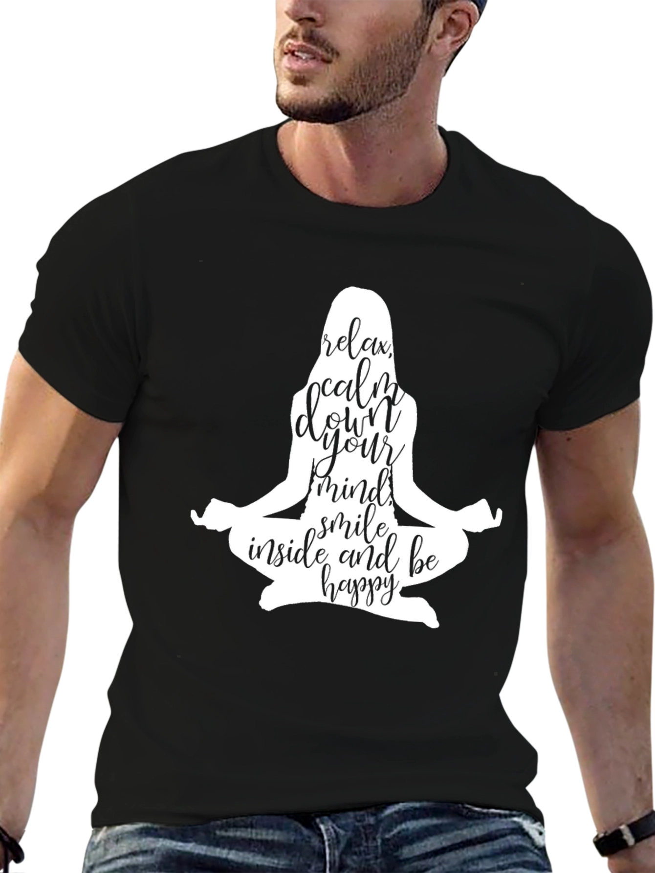 Relax Mind Black T-Shirt Yoga Meditation Zen
