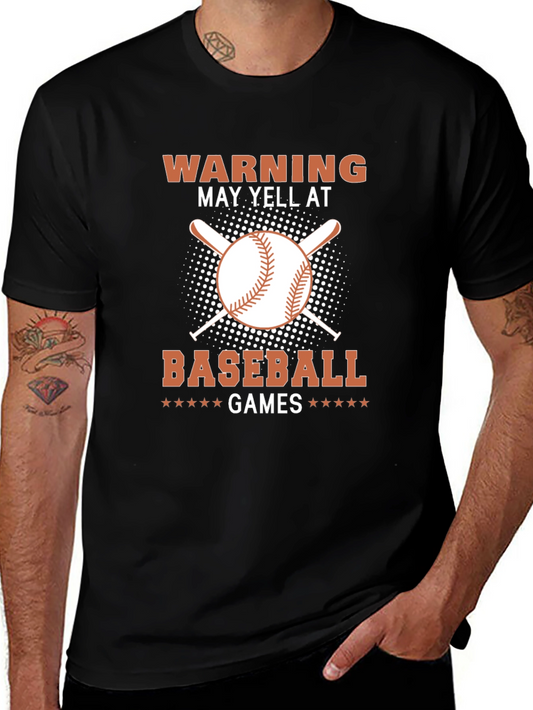 Baseball Fan Tee: Warning May Yell at Games