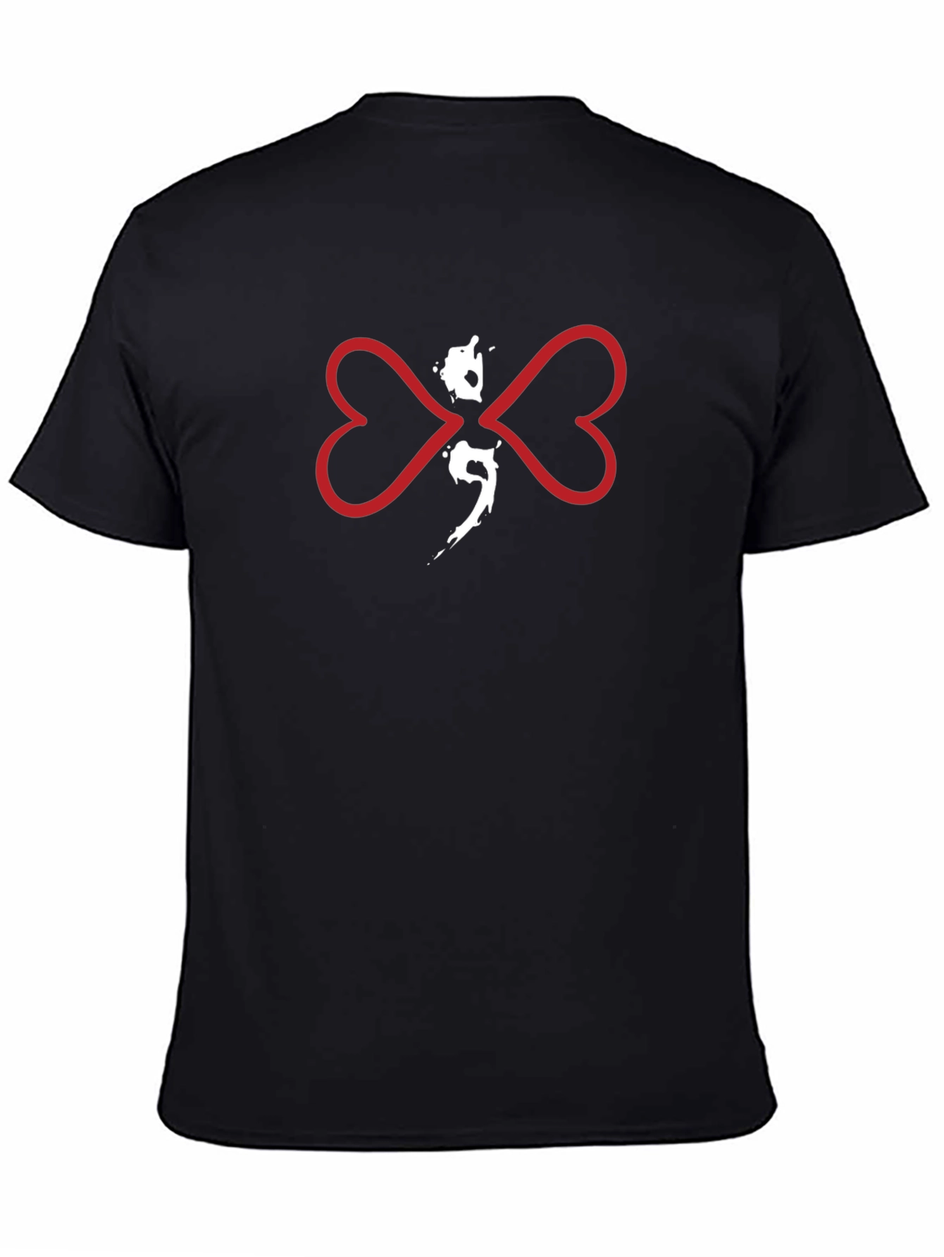 Semicolon Heart Butterfly Graphic T-Shirt