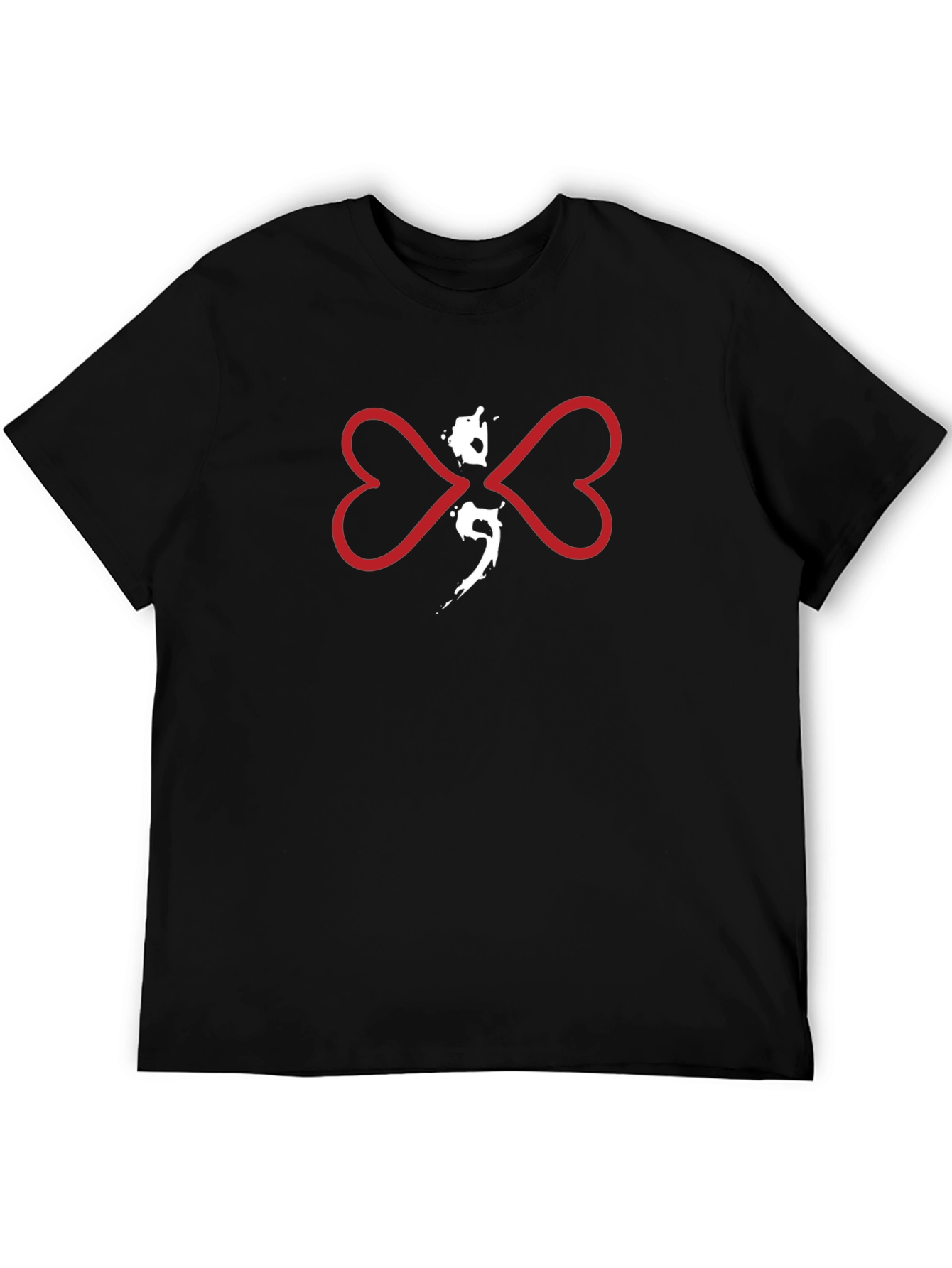 Semicolon Heart Butterfly Graphic T-Shirt
