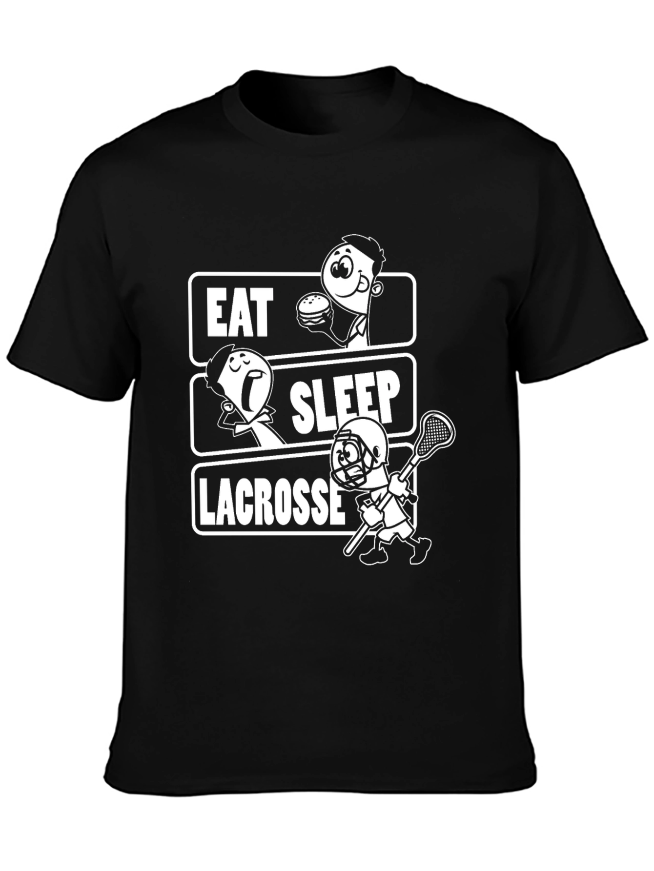 Eat Sleep Lacrosse T-Shirt - Black Graphic Tee