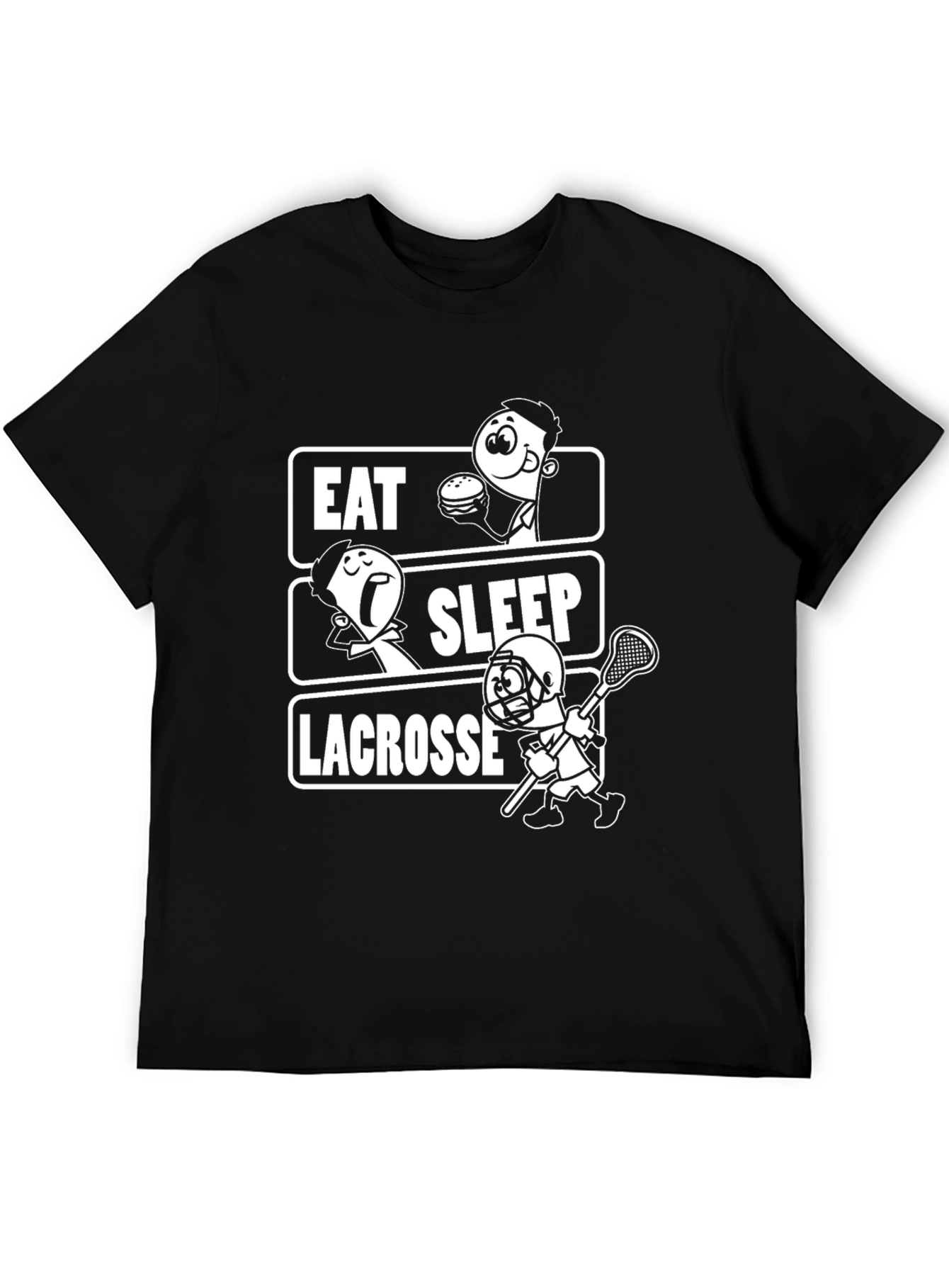 Eat Sleep Lacrosse T-Shirt - Black Graphic Tee