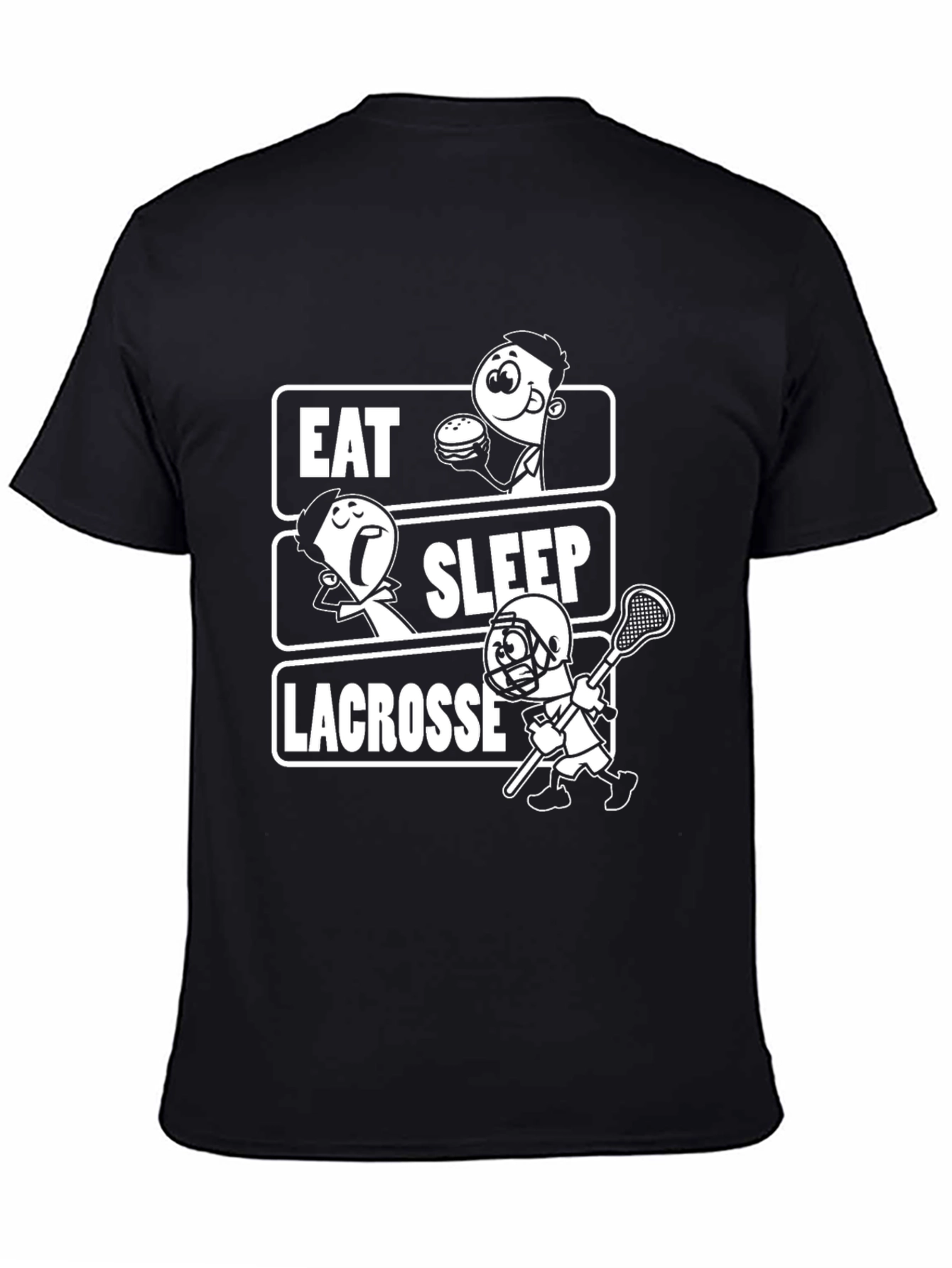 Eat Sleep Lacrosse T-Shirt - Black Graphic Tee