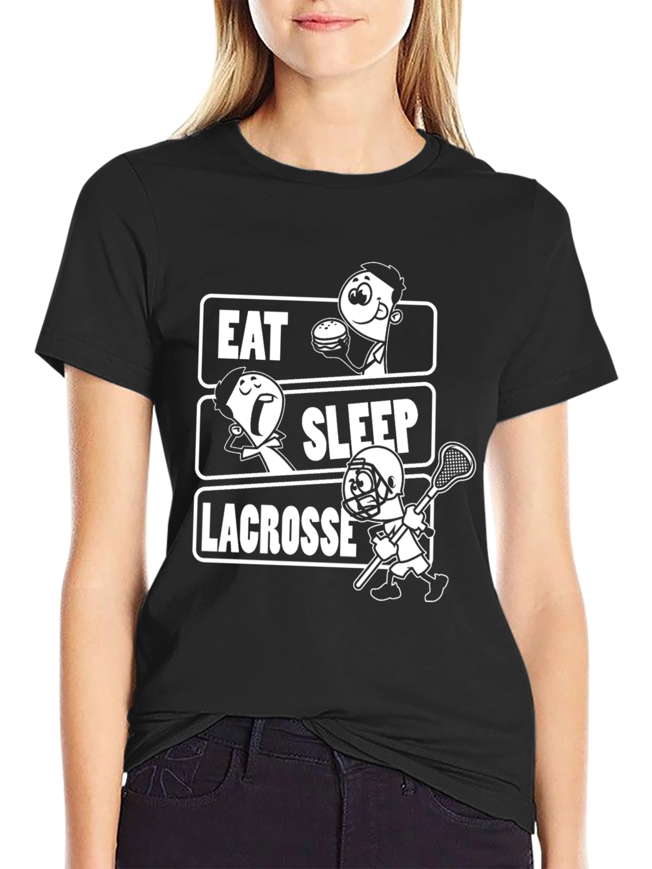 Eat Sleep Lacrosse T-Shirt - Black Graphic Tee
