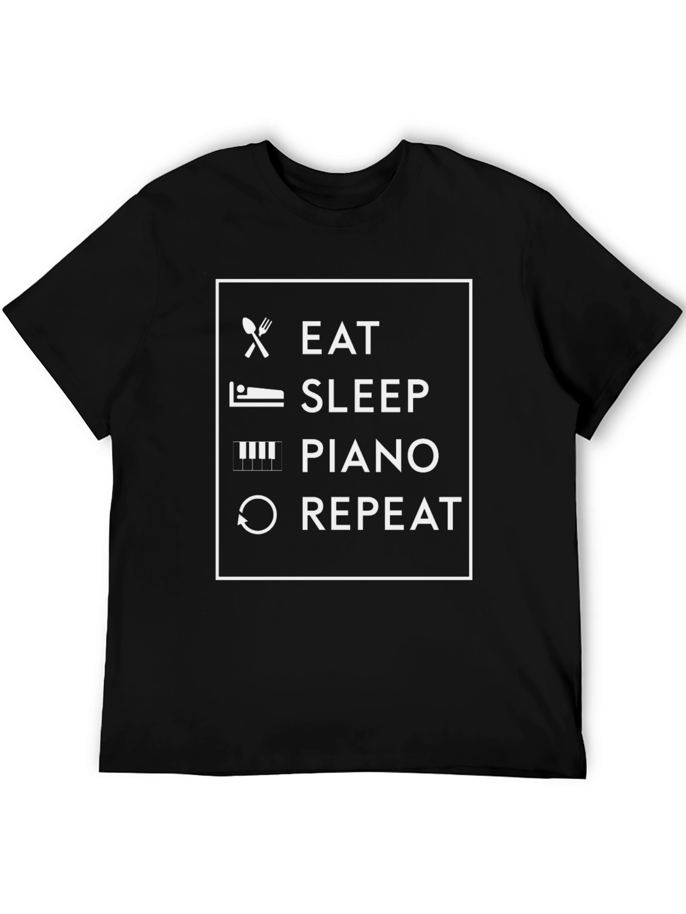 Eat Sleep Piano Repeat Black T-Shirt