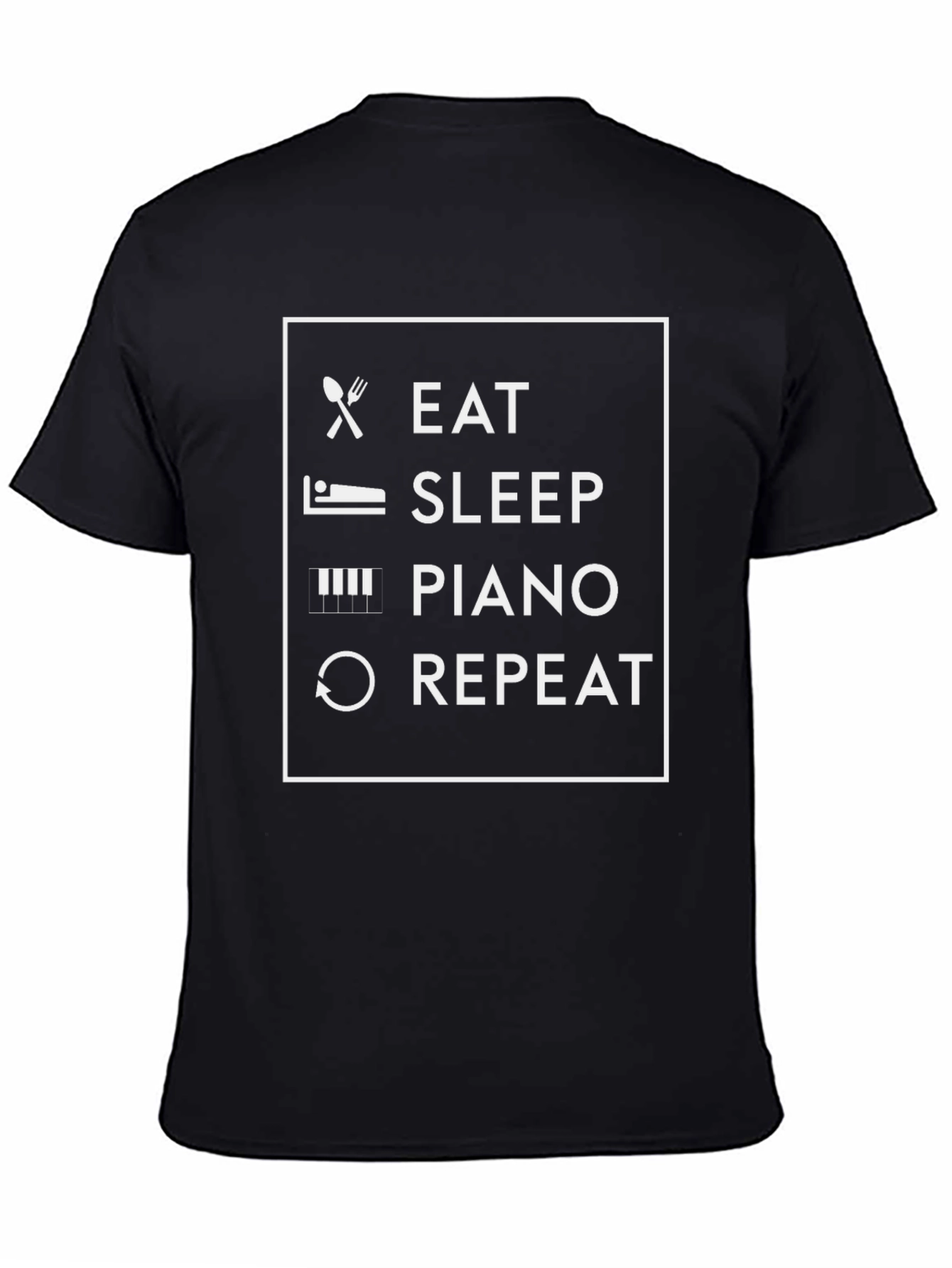 Eat Sleep Piano Repeat Black T-Shirt
