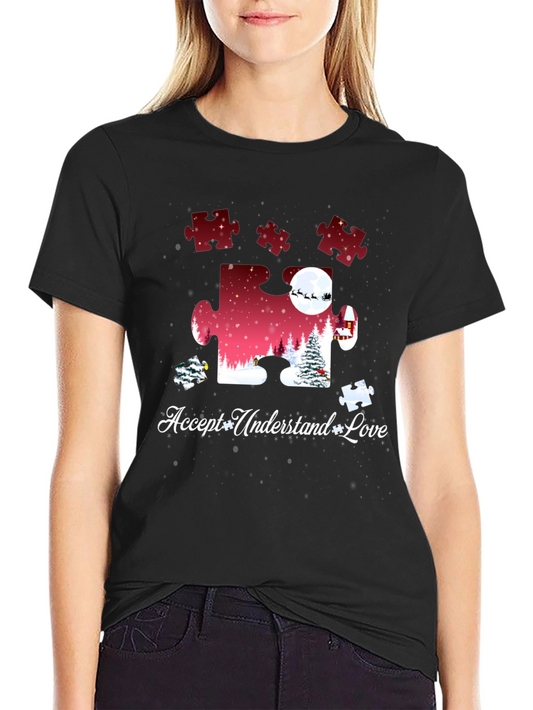 Autism Awareness Puzzle Piece Christmas T-Shirt
