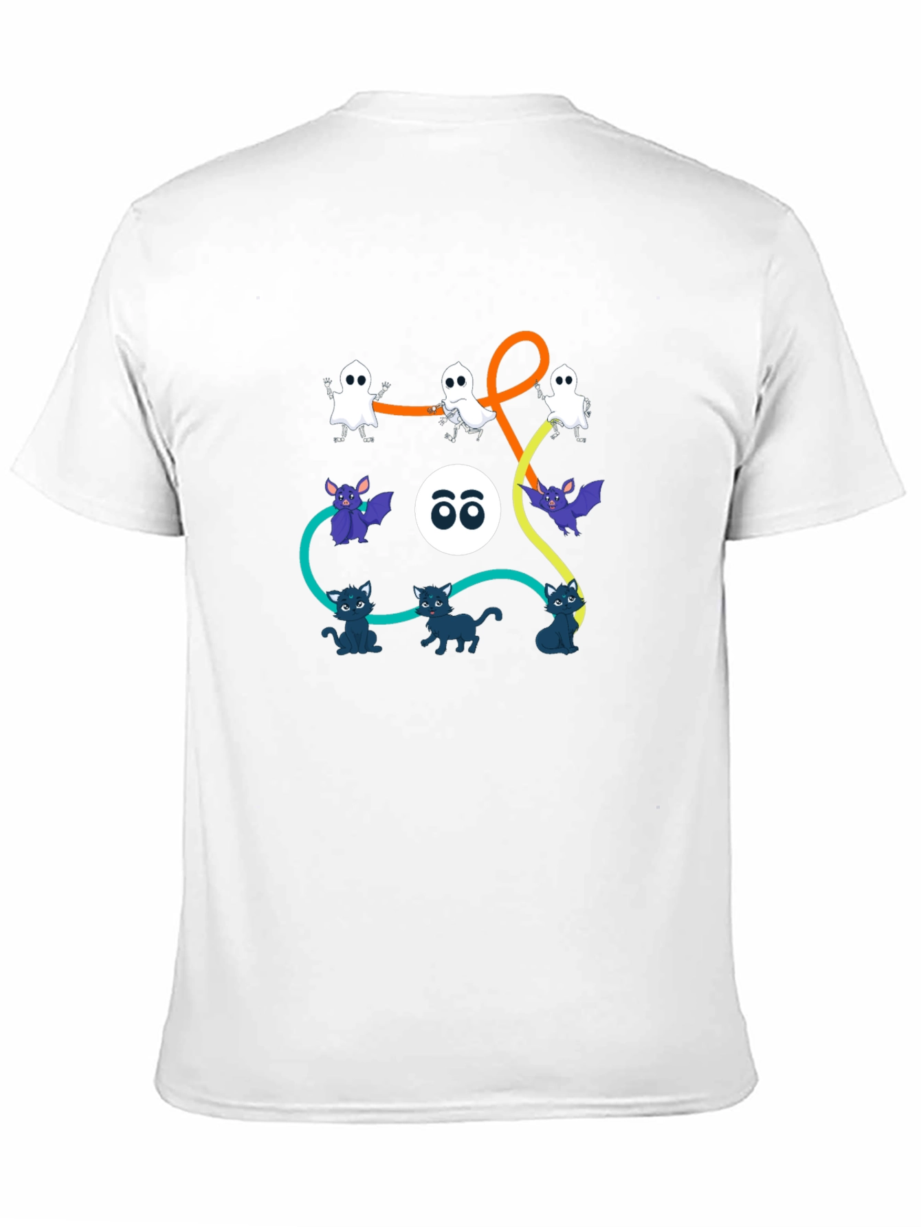 Halloween Graphic Print T-Shirt: Ghosts Bats Cats