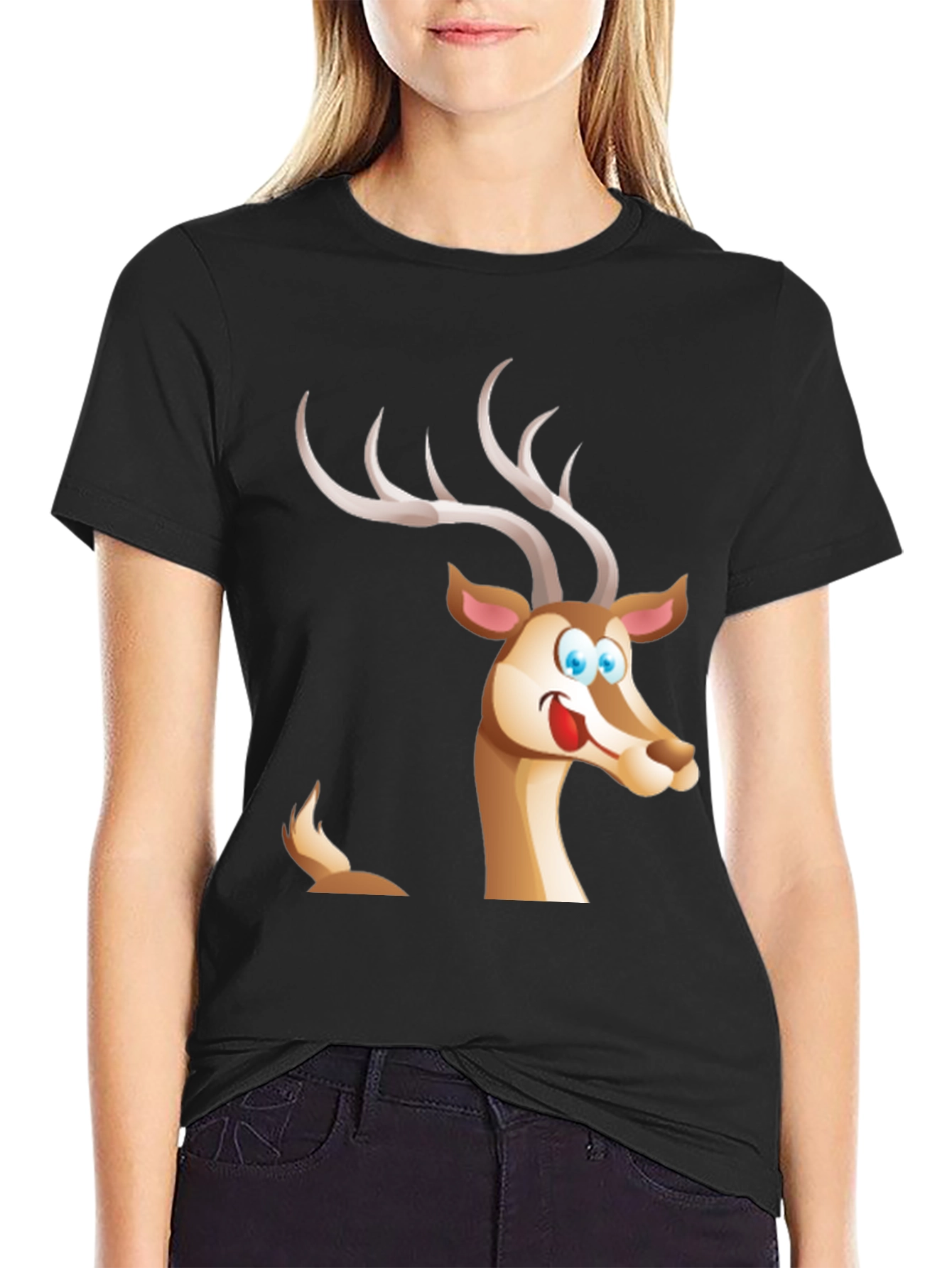 Cartoon Deer Graphic T-Shirt