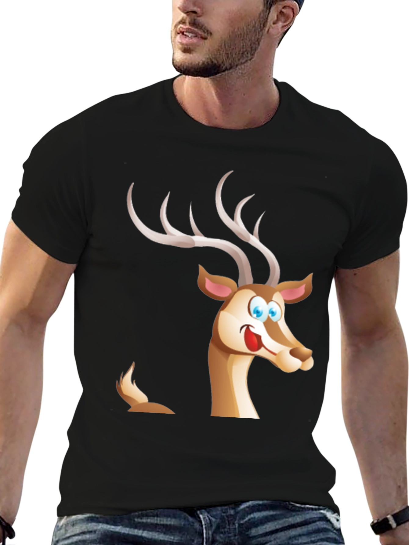 Cartoon Deer Graphic T-Shirt