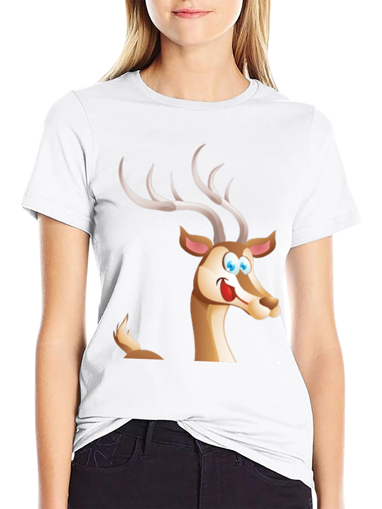 Cartoon Deer Graphic T-Shirt
