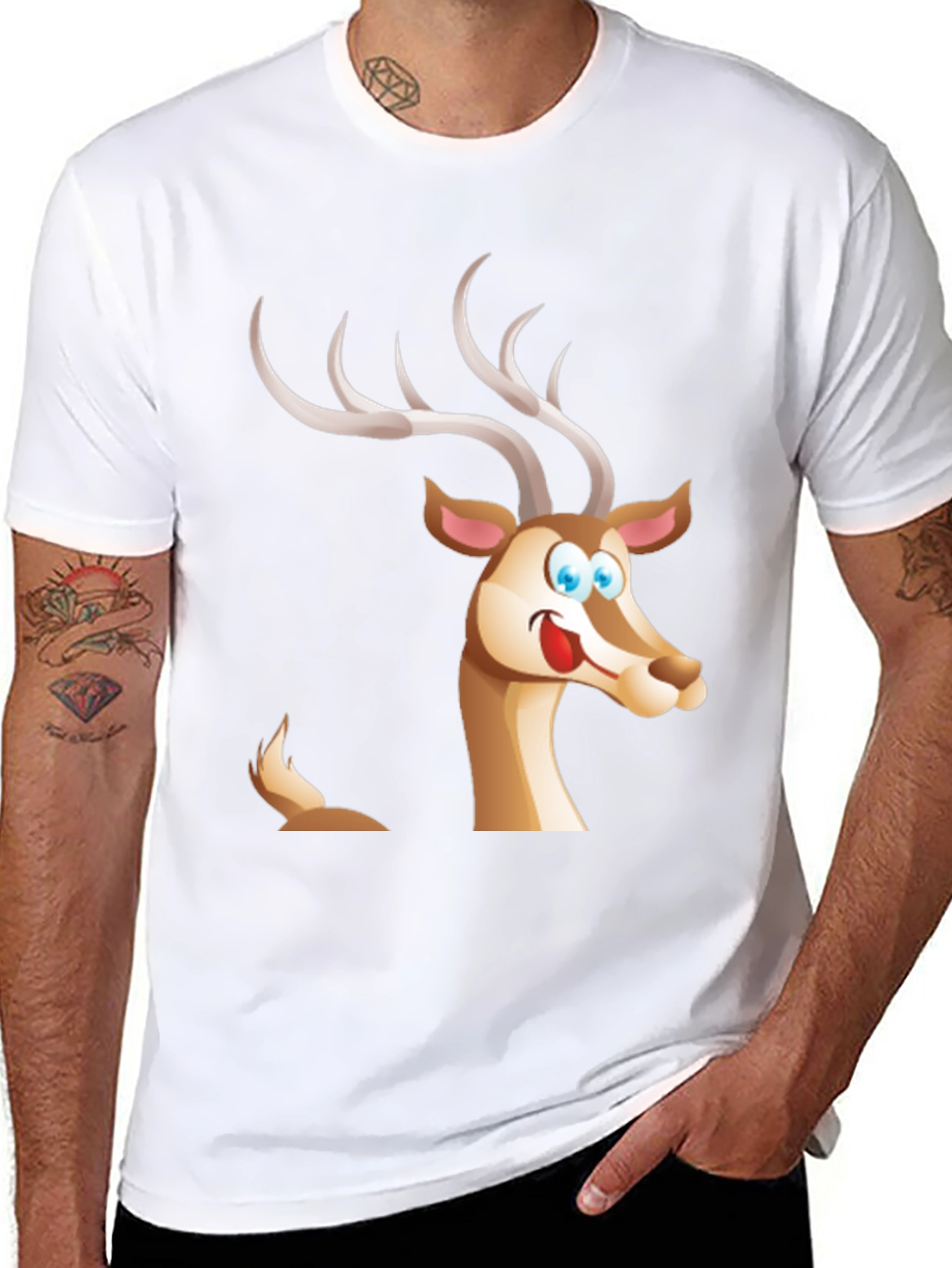 Cartoon Deer Graphic T-Shirt