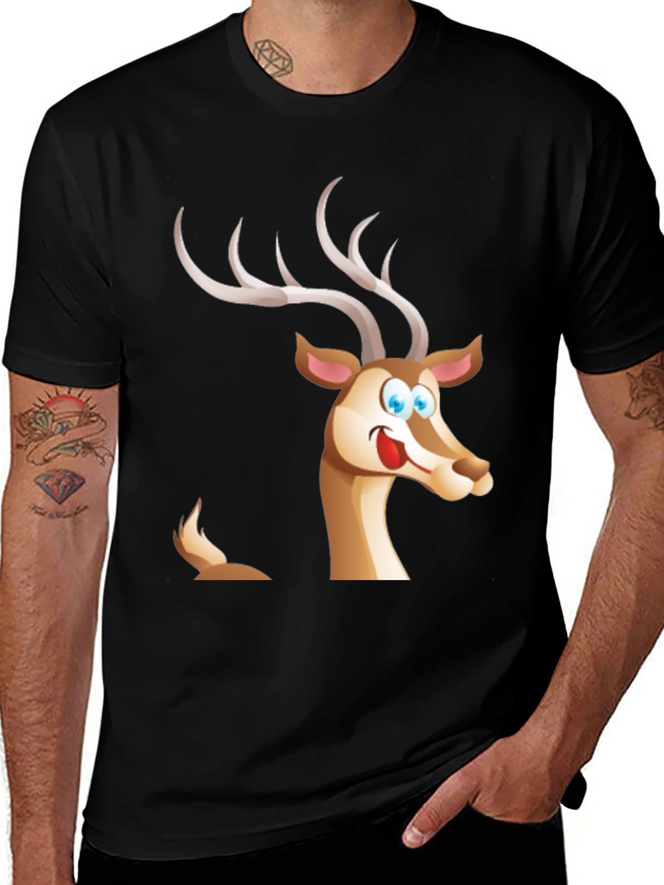 Cartoon Deer Graphic T-Shirt