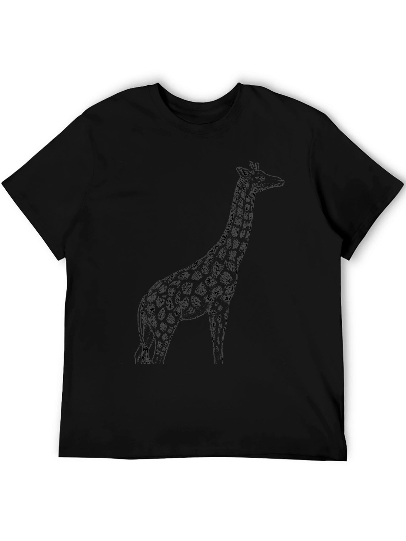 Giraffe Graphic Tee - Black Cotton T-Shirt