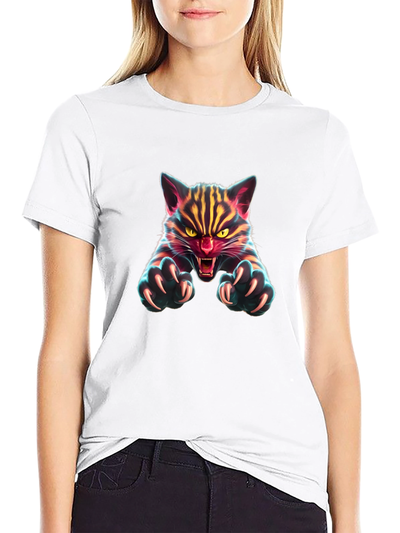 Fierce Feline Graphic Tee - Mens Black T-Shirt