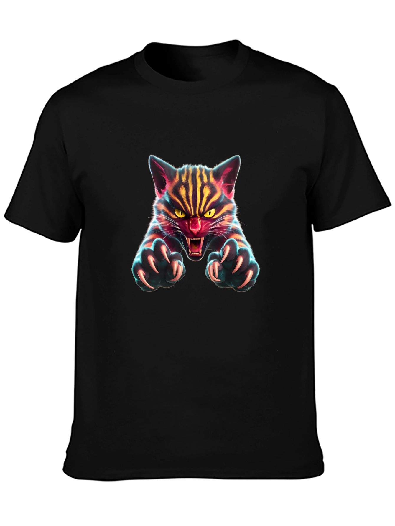 Fierce Feline Graphic Tee - Mens Black T-Shirt