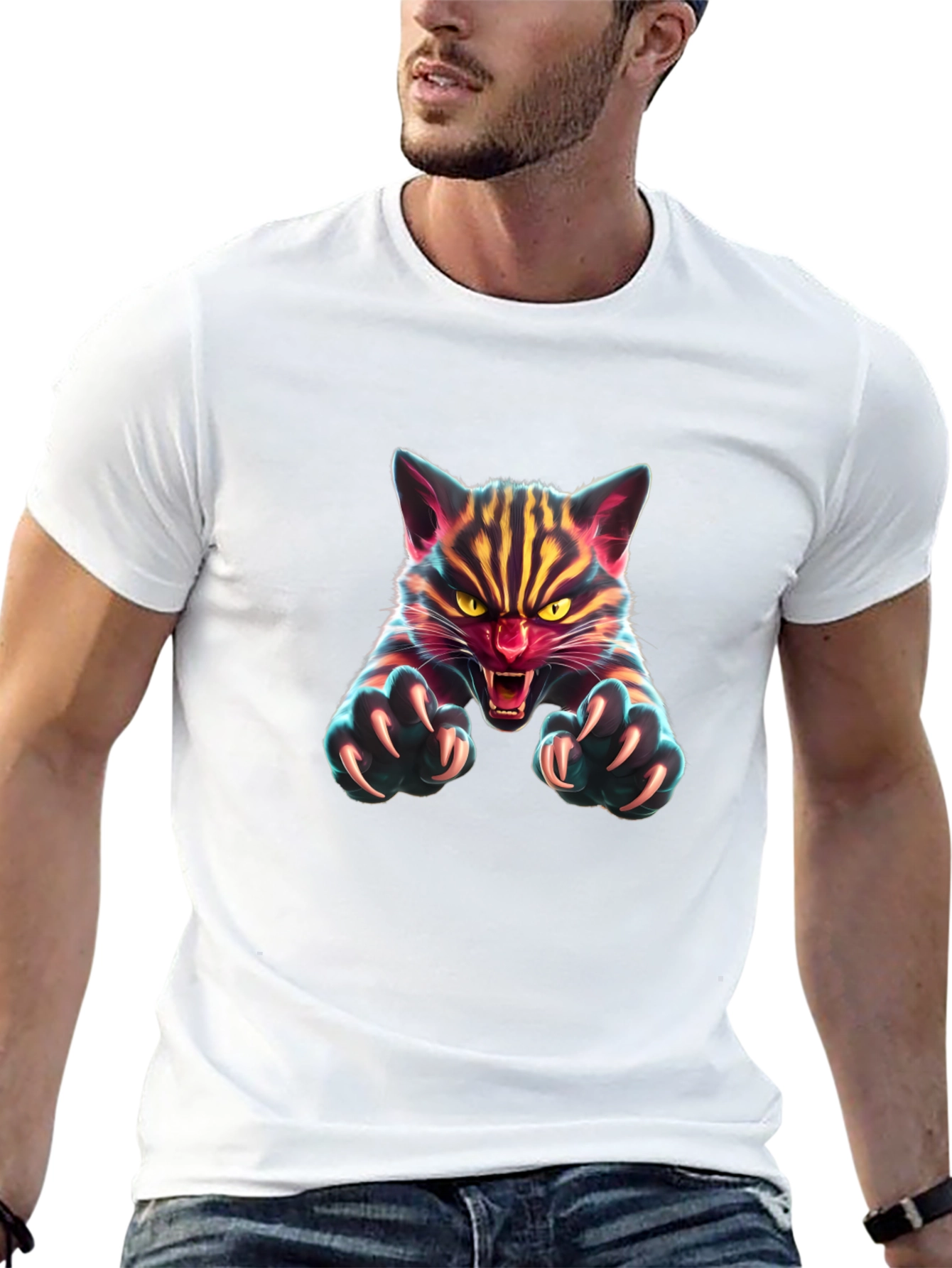 Fierce Feline Graphic Tee - Mens Black T-Shirt
