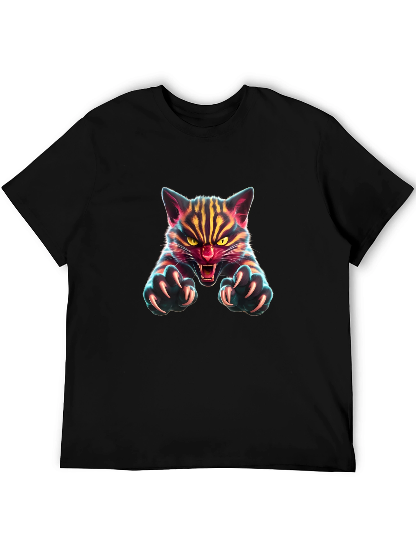 Fierce Feline Graphic Tee - Mens Black T-Shirt