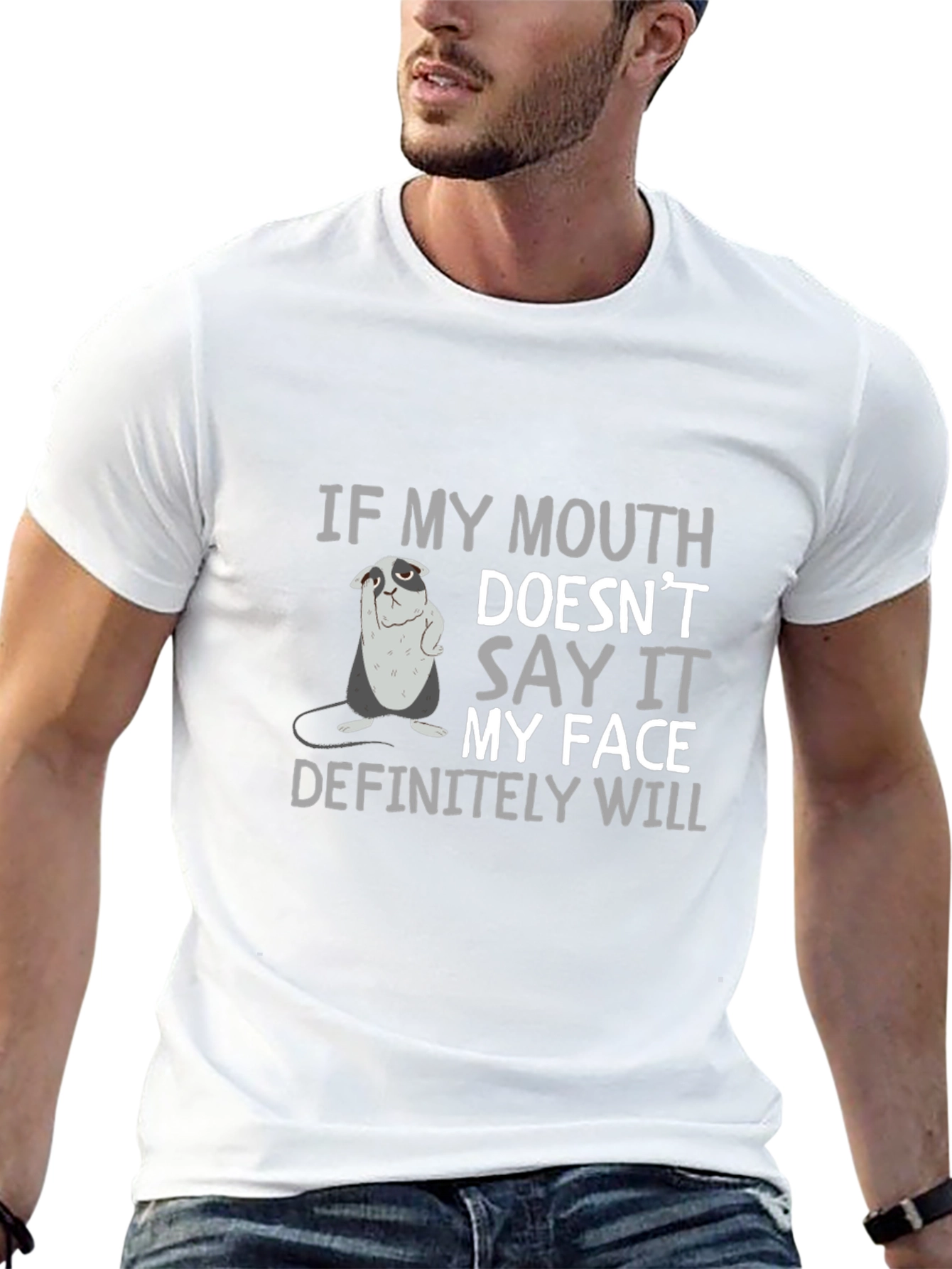 Sarcastic Bulldog Graphic Print Crew Neck T-Shirt