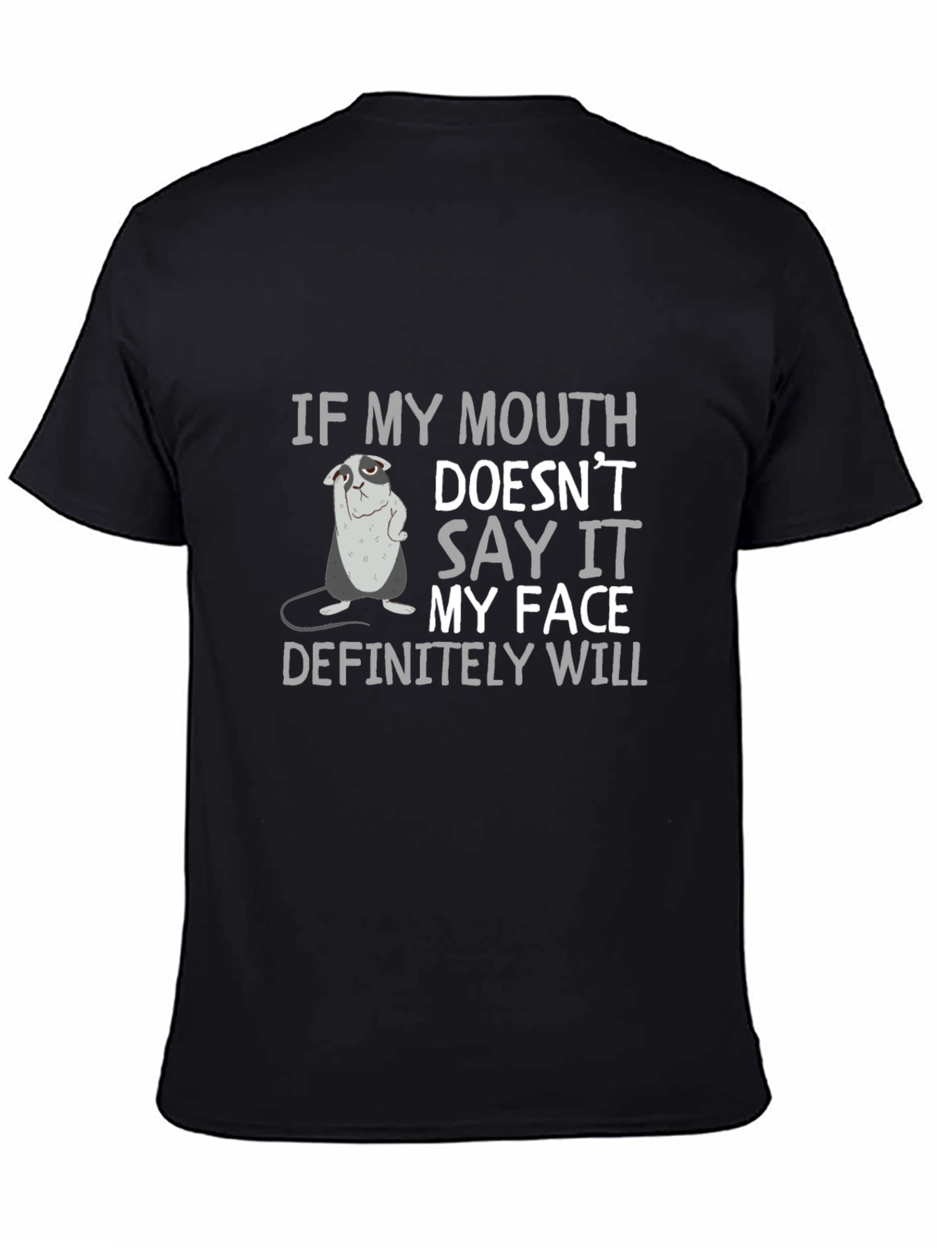 Sarcastic Bulldog Graphic Print Crew Neck T-Shirt