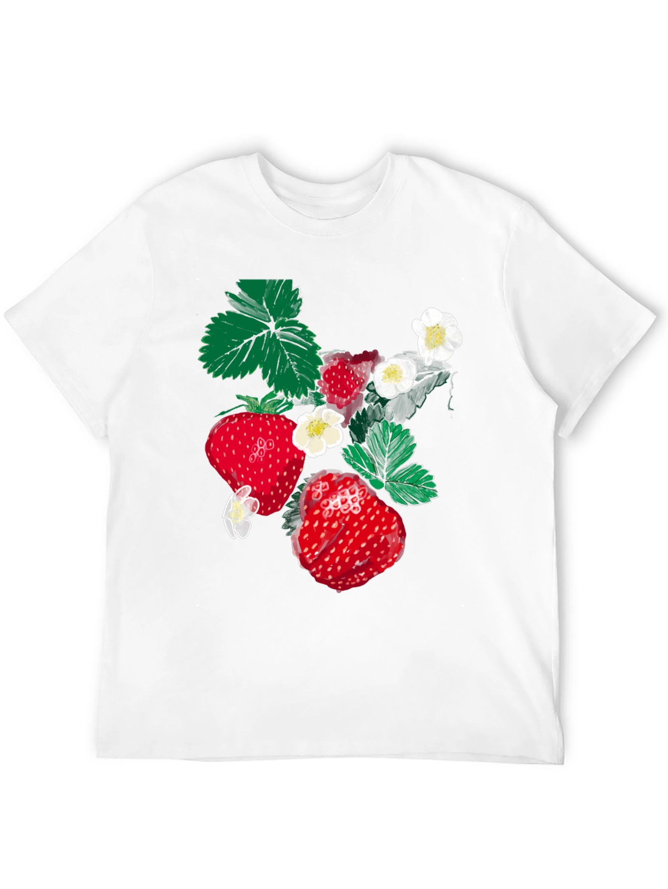 Strawberry Print Black T-Shirt