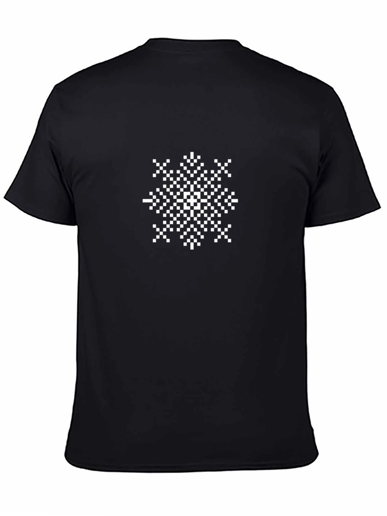 Pixel Snowflake Graphic Tee - Black Cotton Shirt