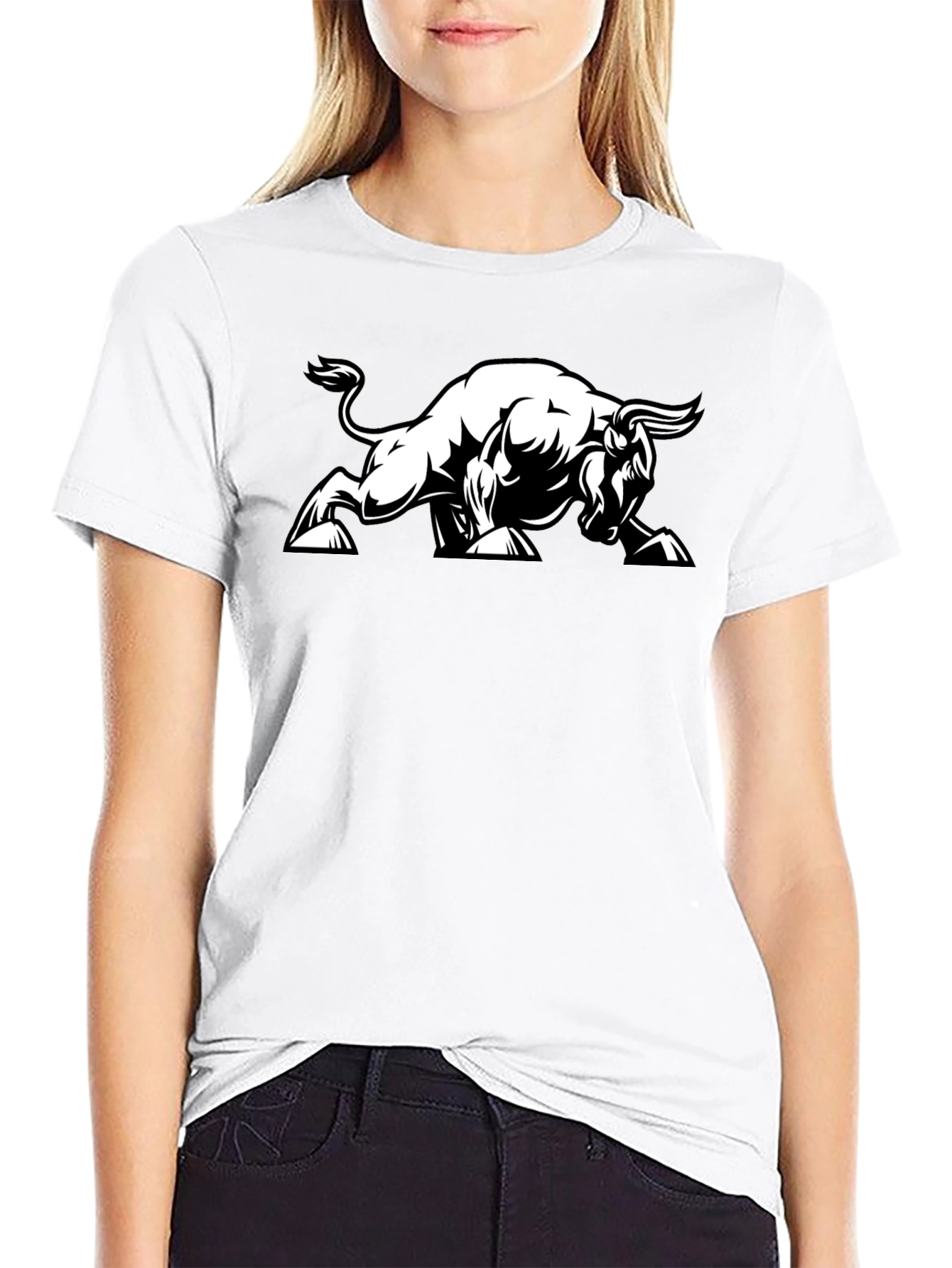 Bold Bull Graphic Tee - Black Cotton