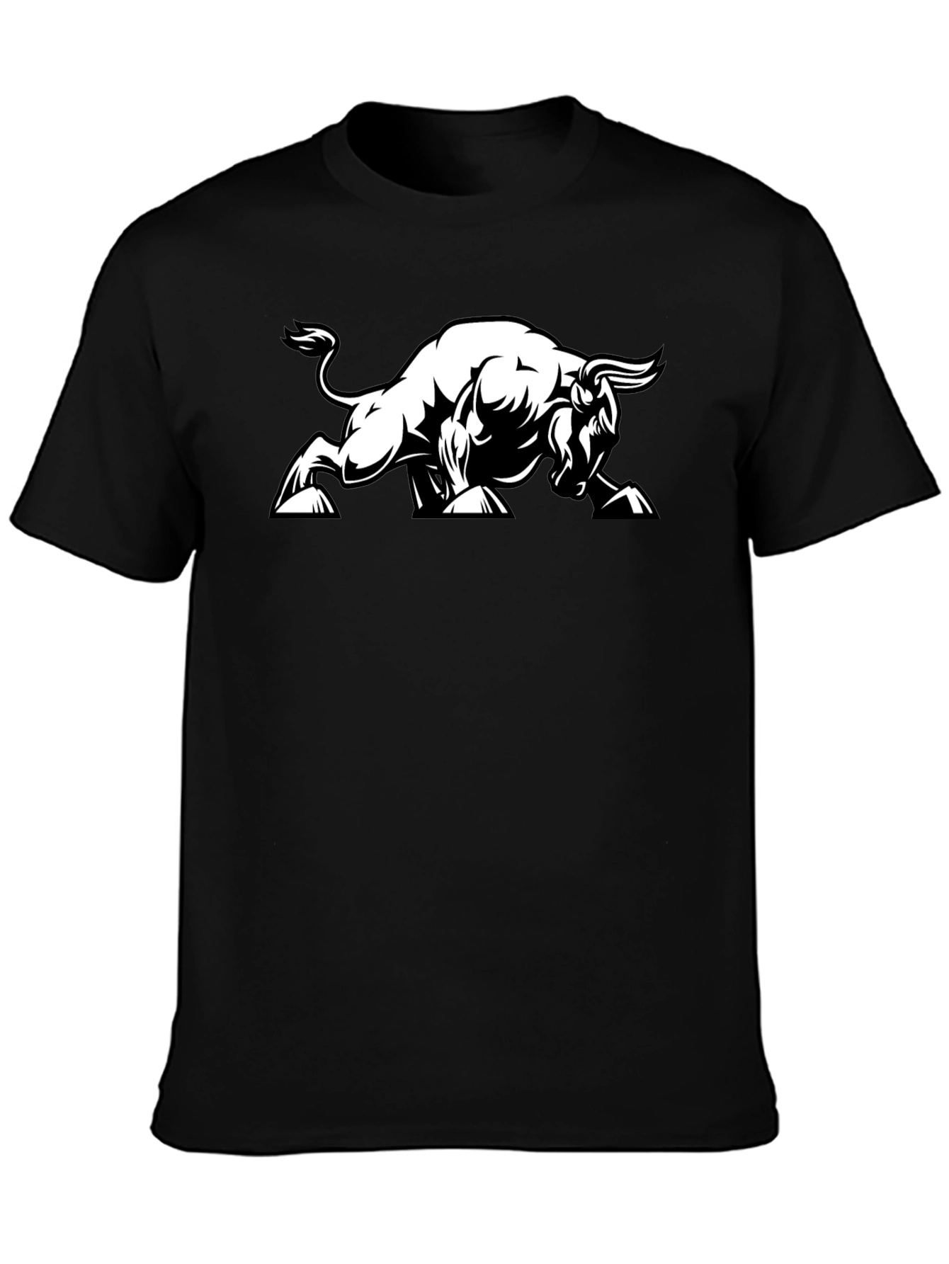 Bold Bull Graphic Tee - Black Cotton