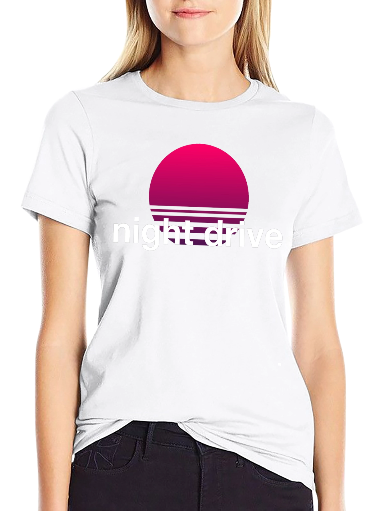Night Drive Retro T-Shirt - Synthwave Sunset Design