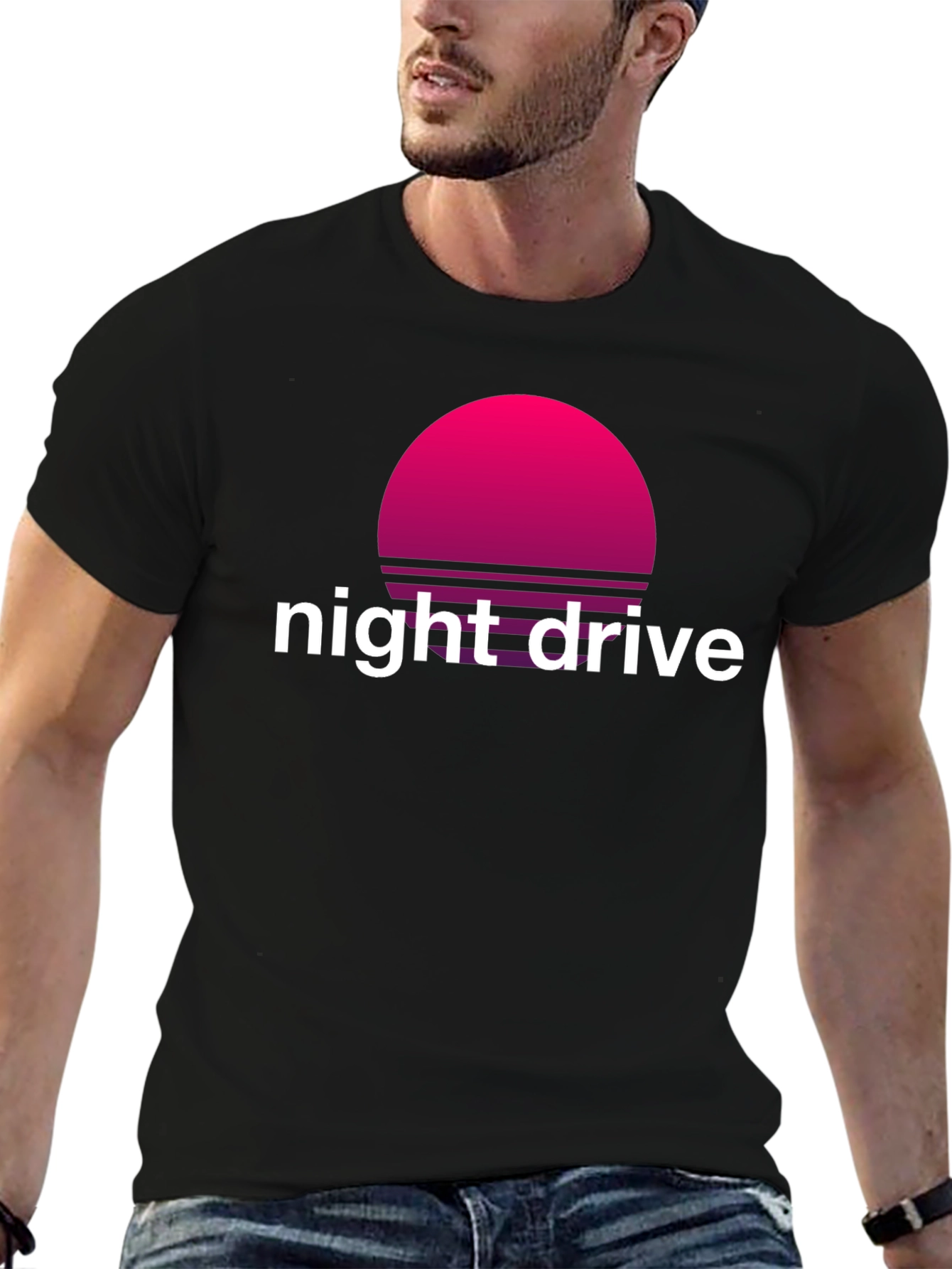 Night Drive Retro T-Shirt - Synthwave Sunset Design