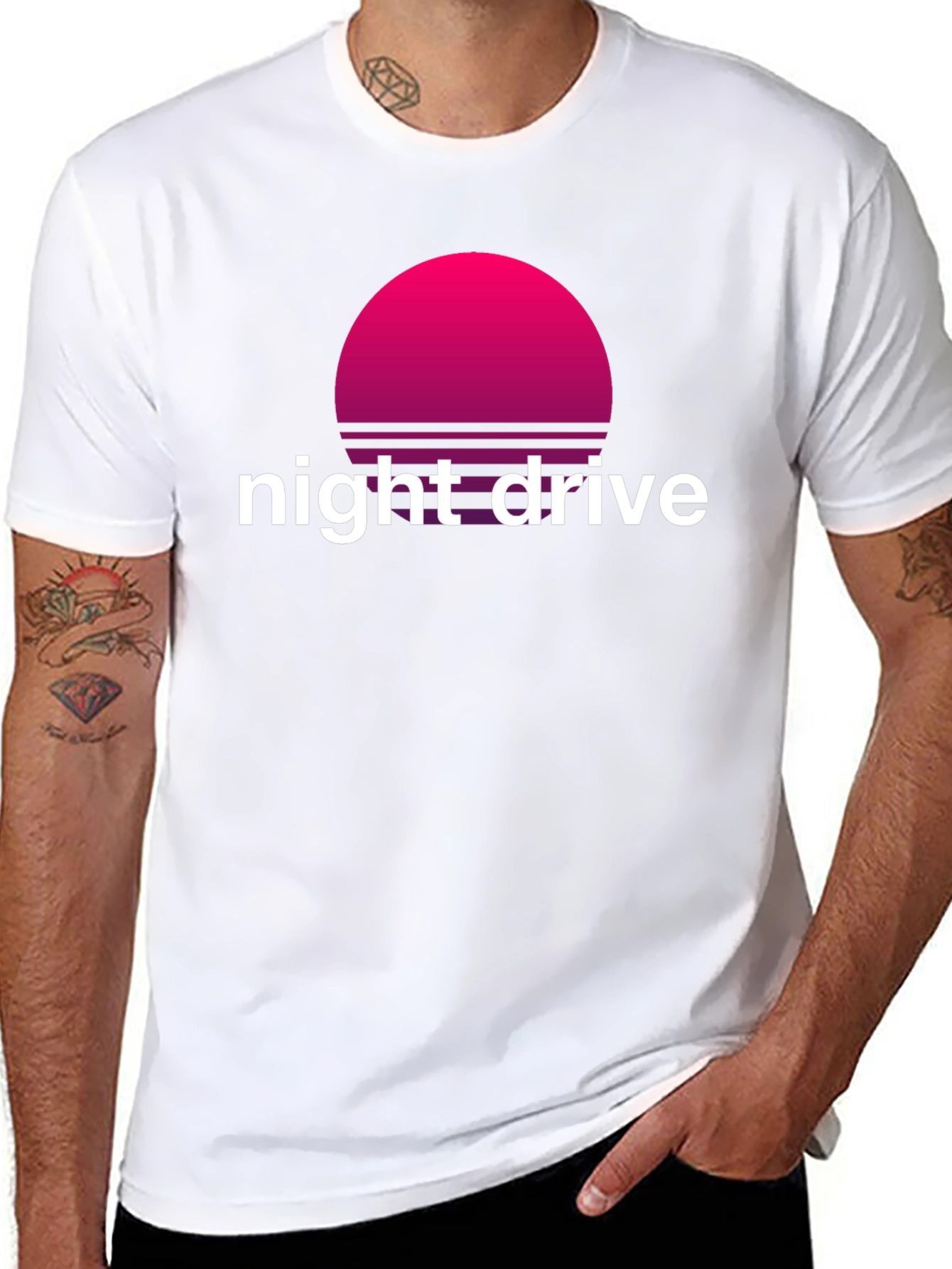 Night Drive Retro T-Shirt - Synthwave Sunset Design
