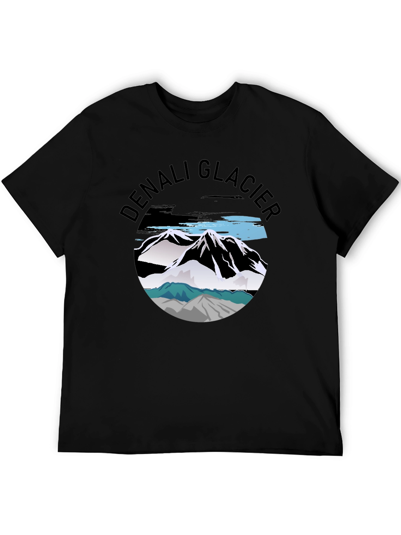 Denali Glacier Graphic Tee - Black Cotton T-Shirt
