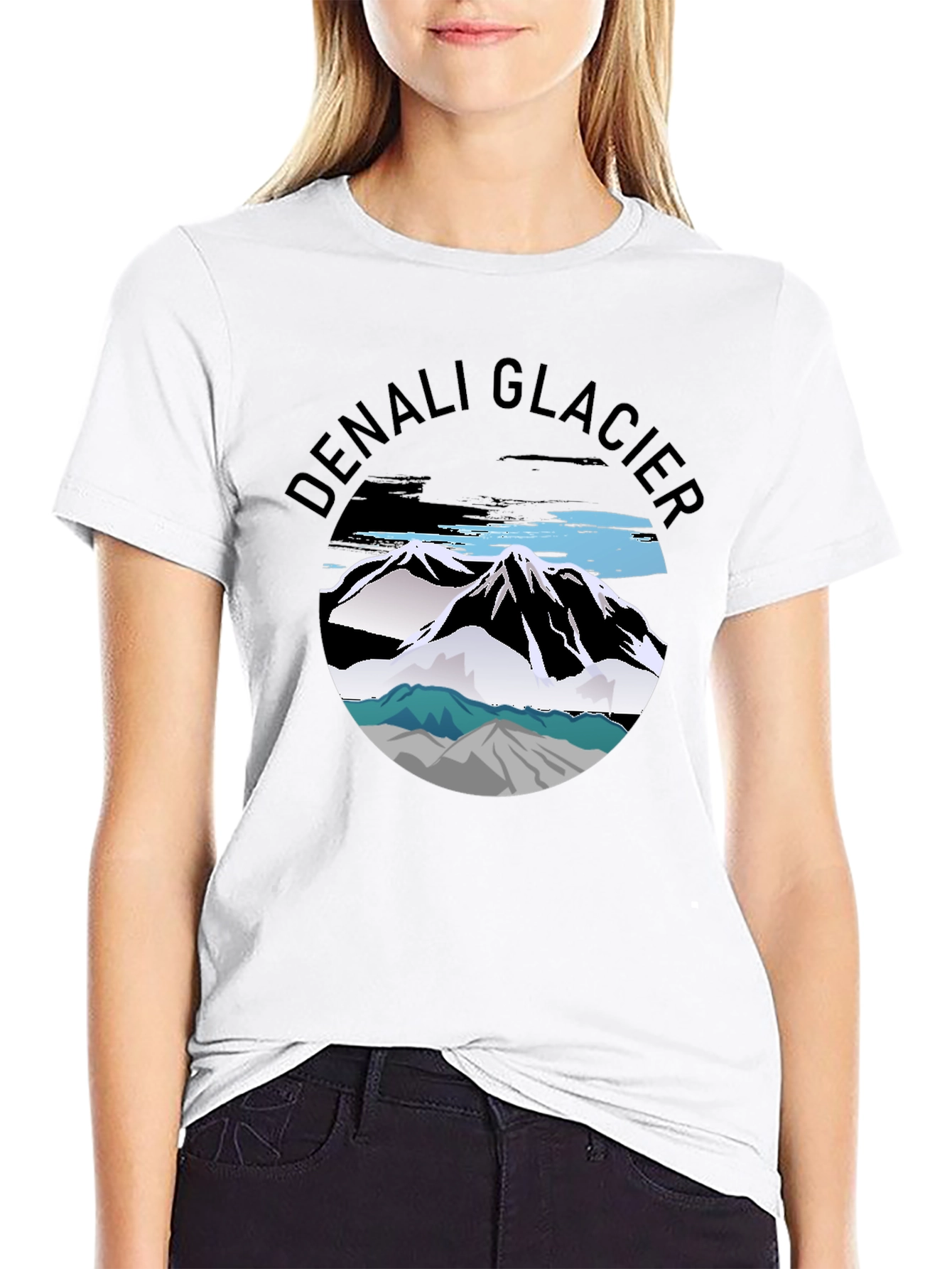 Denali Glacier Graphic Tee - Black Cotton T-Shirt