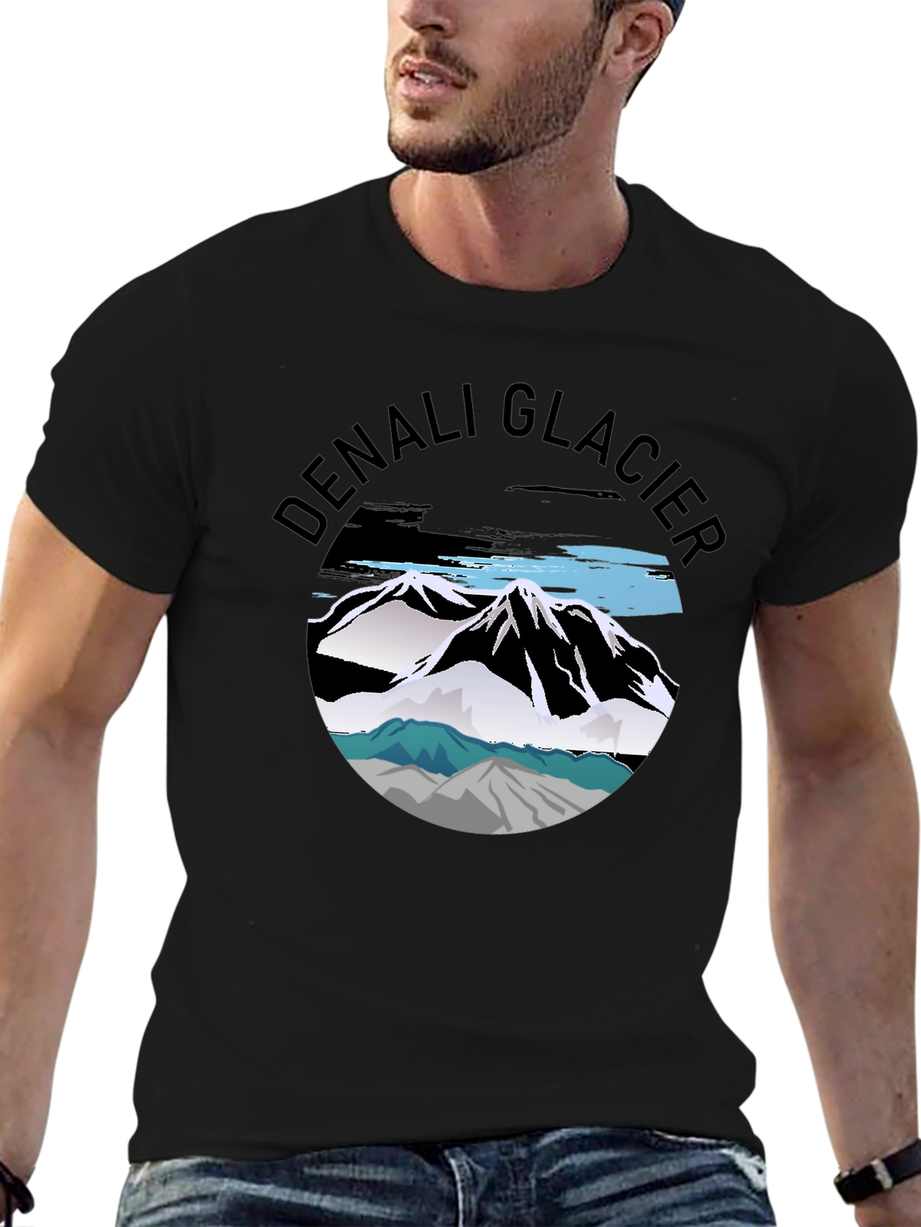 Denali Glacier Graphic Tee - Black Cotton T-Shirt
